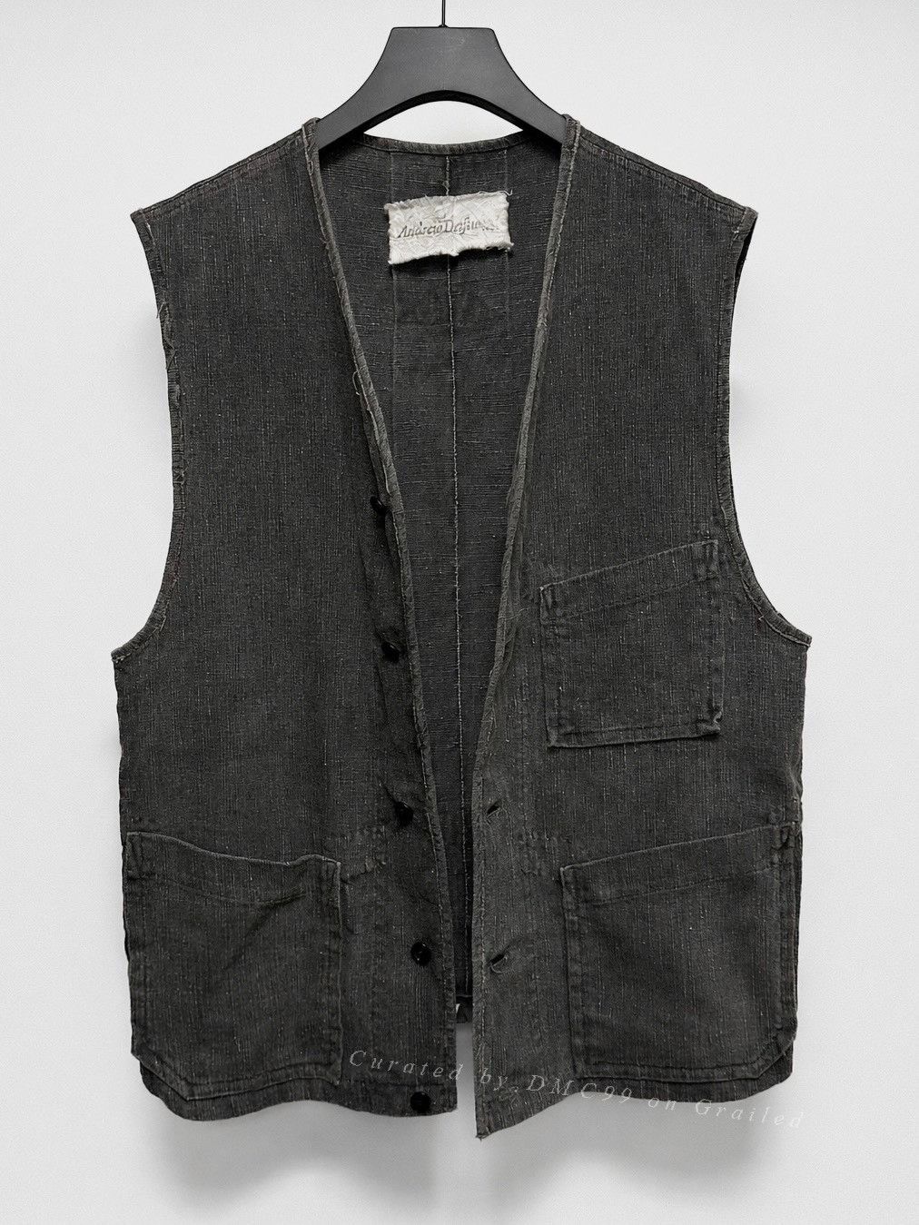 Andrew Andrew Driftwood Ink-Dyed Antique Linen Vest Size US L / EU 52-54 / 3 - 2 Thumbnail