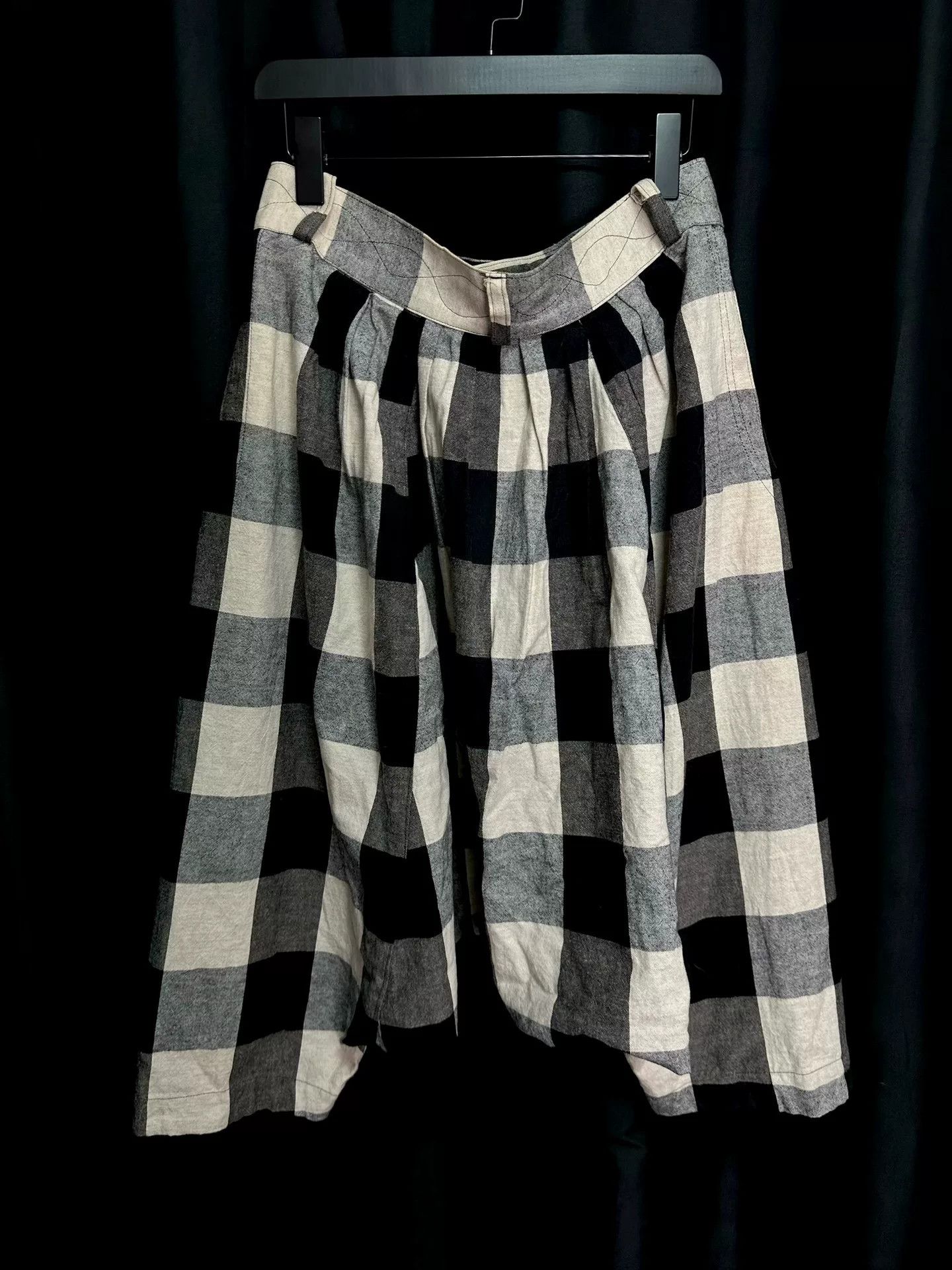 KLASICA Klasica Cotton-Linen Plaid Baggy Pants Size 40" / US 18 - 2 Thumbnail
