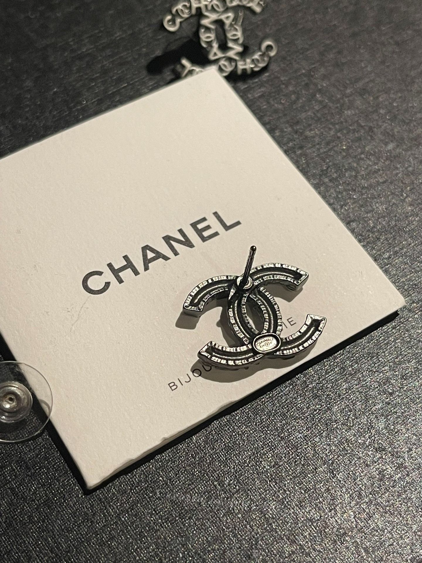 Chanel Chanel Double C Black Silver Earrings Size ONE SIZE - 3 Thumbnail