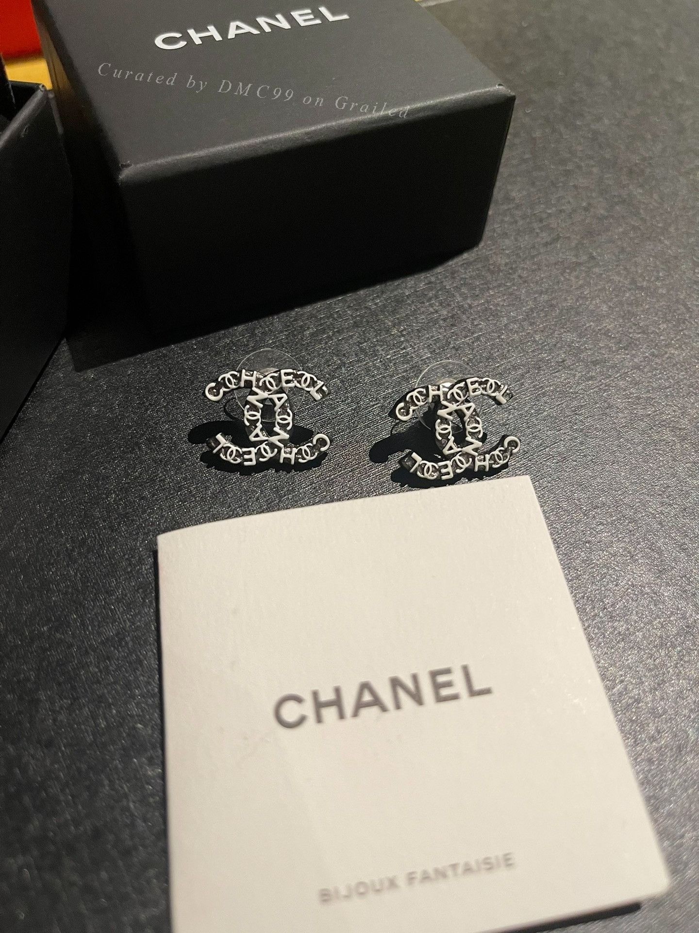 Chanel Chanel Double C Black Silver Earrings Size ONE SIZE - 2 Thumbnail