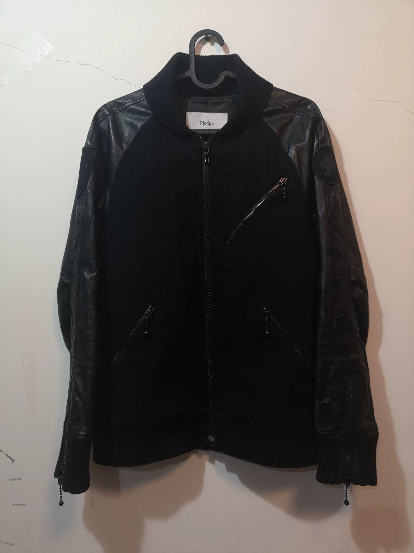 Pledge Pledge Leather-Sleeve Wool Vintage Jacket Size US S / EU 44-46 / 1 - 2 Thumbnail