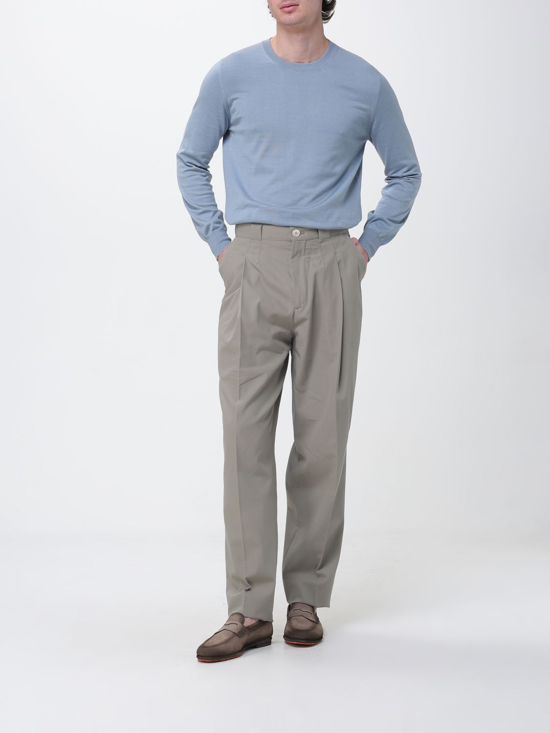 Brunello Cucinelli Brunello Cucinelli Sweater Men Gnawed Blue Size US L / EU 52-54 / 3 - 2 Thumbnail
