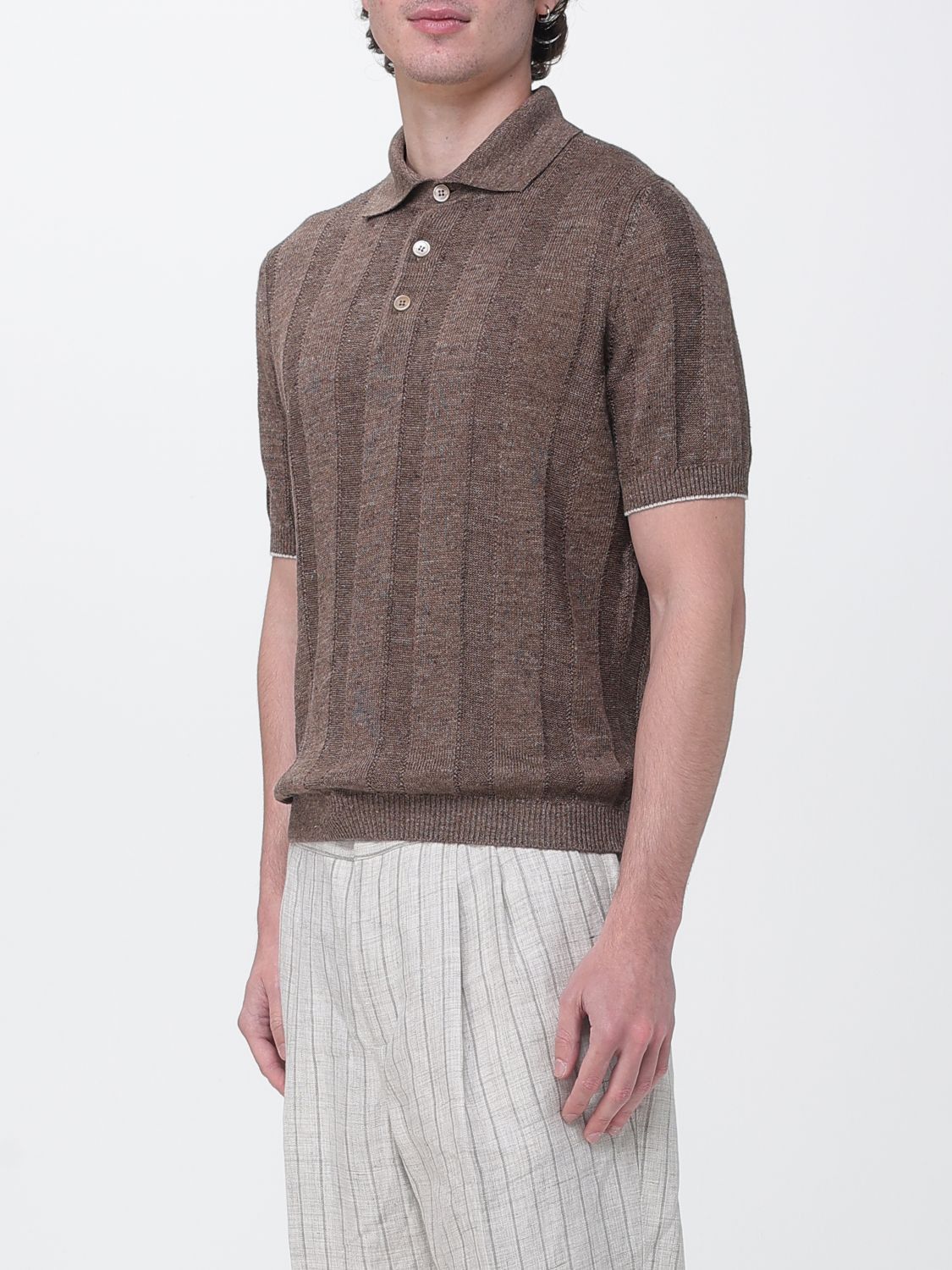Brunello Cucinelli Brunello Cucinelli Polo Shirt Men Brown Size US M / EU 48-50 / 2 - 4 Thumbnail