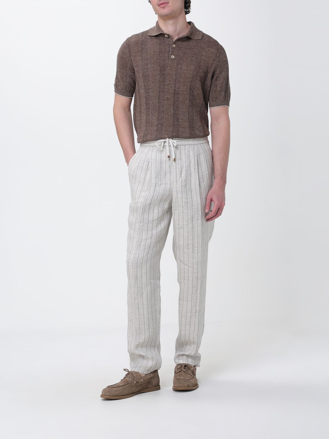 Brunello Cucinelli Brunello Cucinelli Polo Shirt Men Brown Size US M / EU 48-50 / 2 - 2 Thumbnail