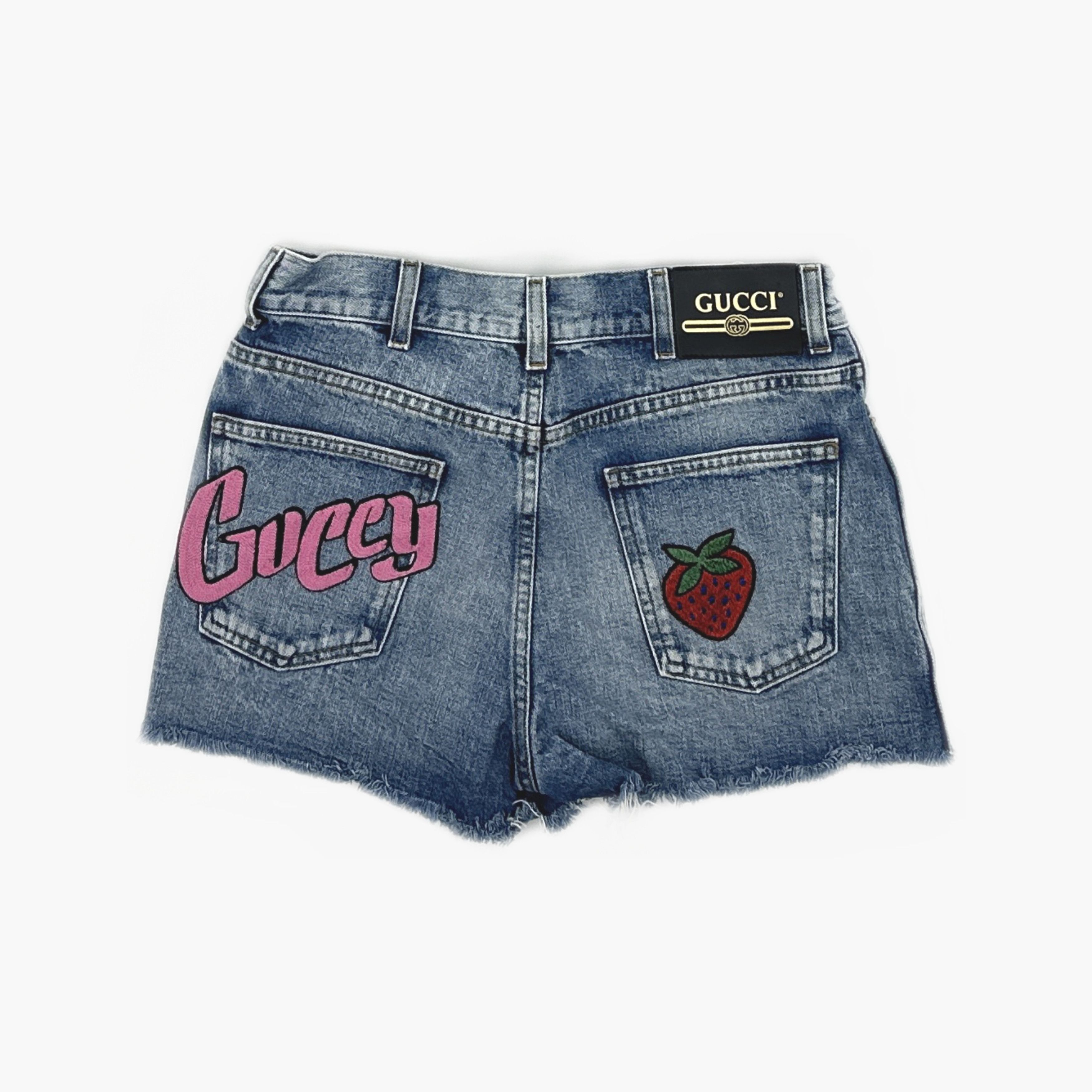 Gucci Gucci Strawberry Patch Guccy Denim Shorts 25 Size 25" / US 0 / IT 36 - 2 Thumbnail