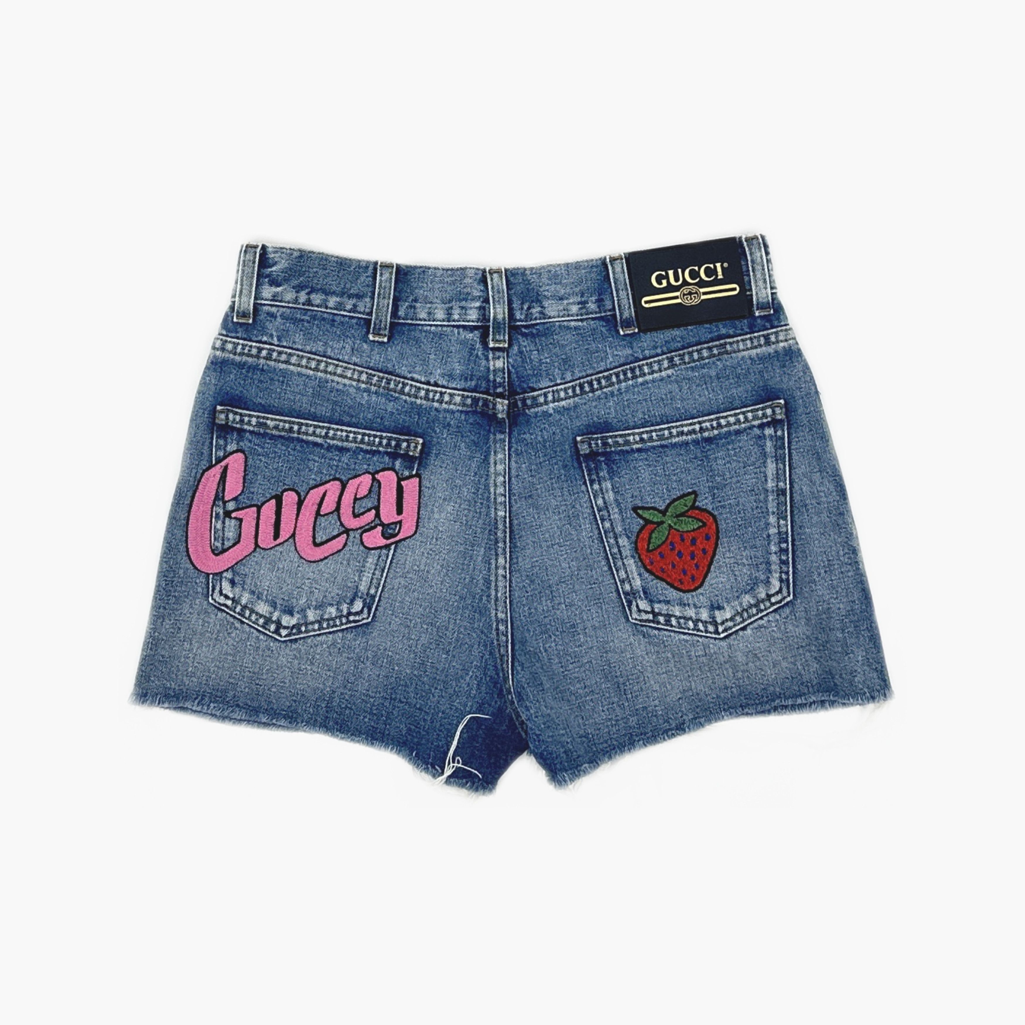 Gucci Gucci Strawberry Guccy Denim Shorts 26 Size 26" / US 2 / IT 38 - 2 Thumbnail