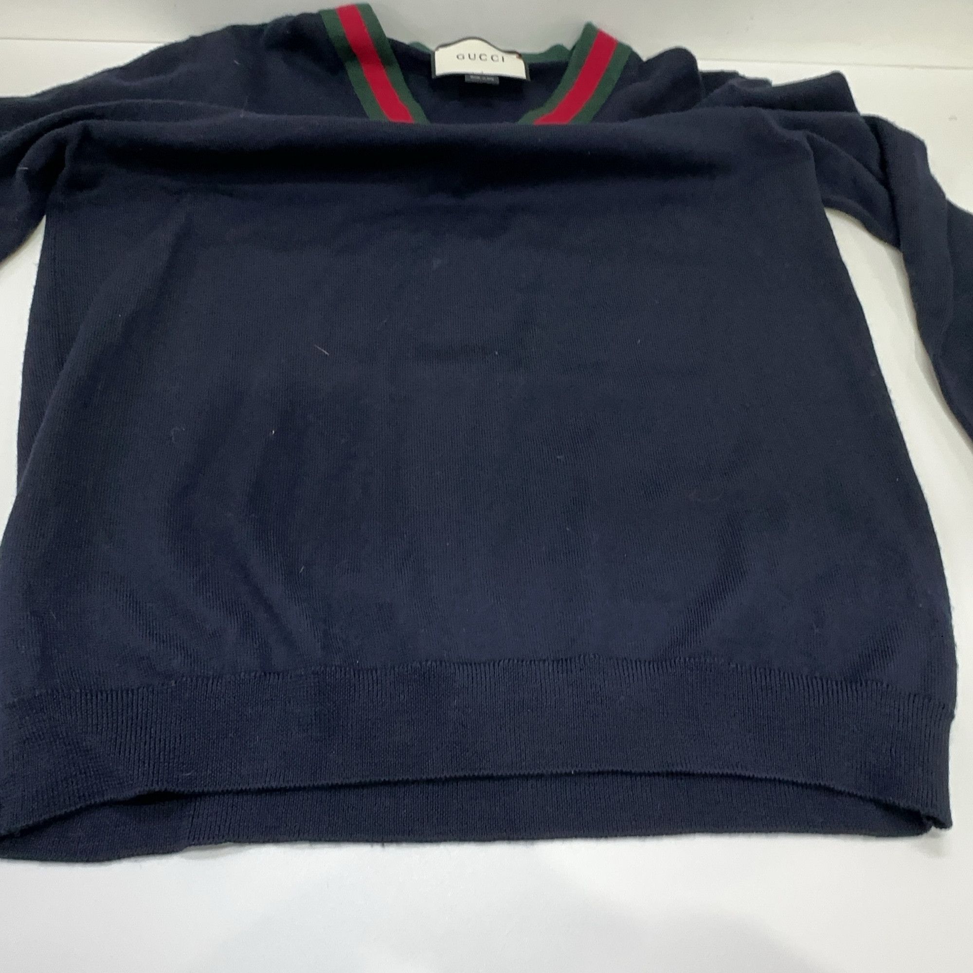 Gucci Gucci Web Stripe V-Neck Wool Sweater Size L Size US L / EU 52-54 / 3 - 8 Thumbnail