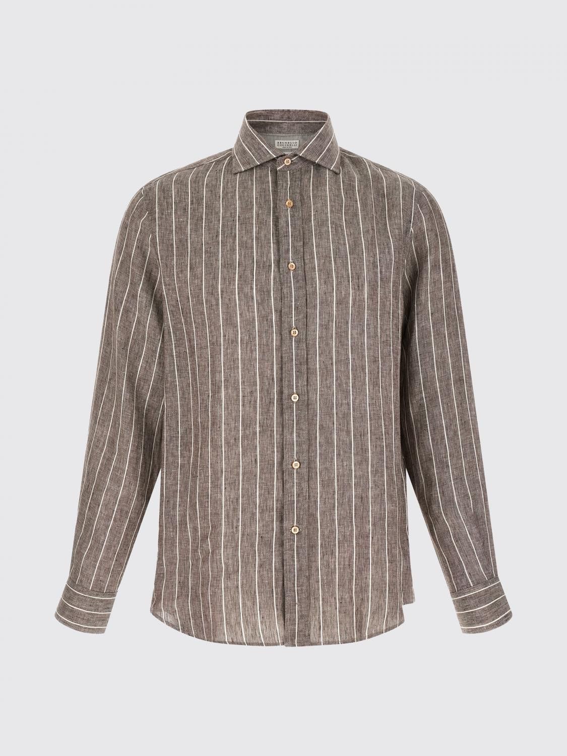 Brunello Cucinelli Brunello Cucinelli Shirt Men Brown Size US M / EU 48-50 / 2 - 2 Thumbnail