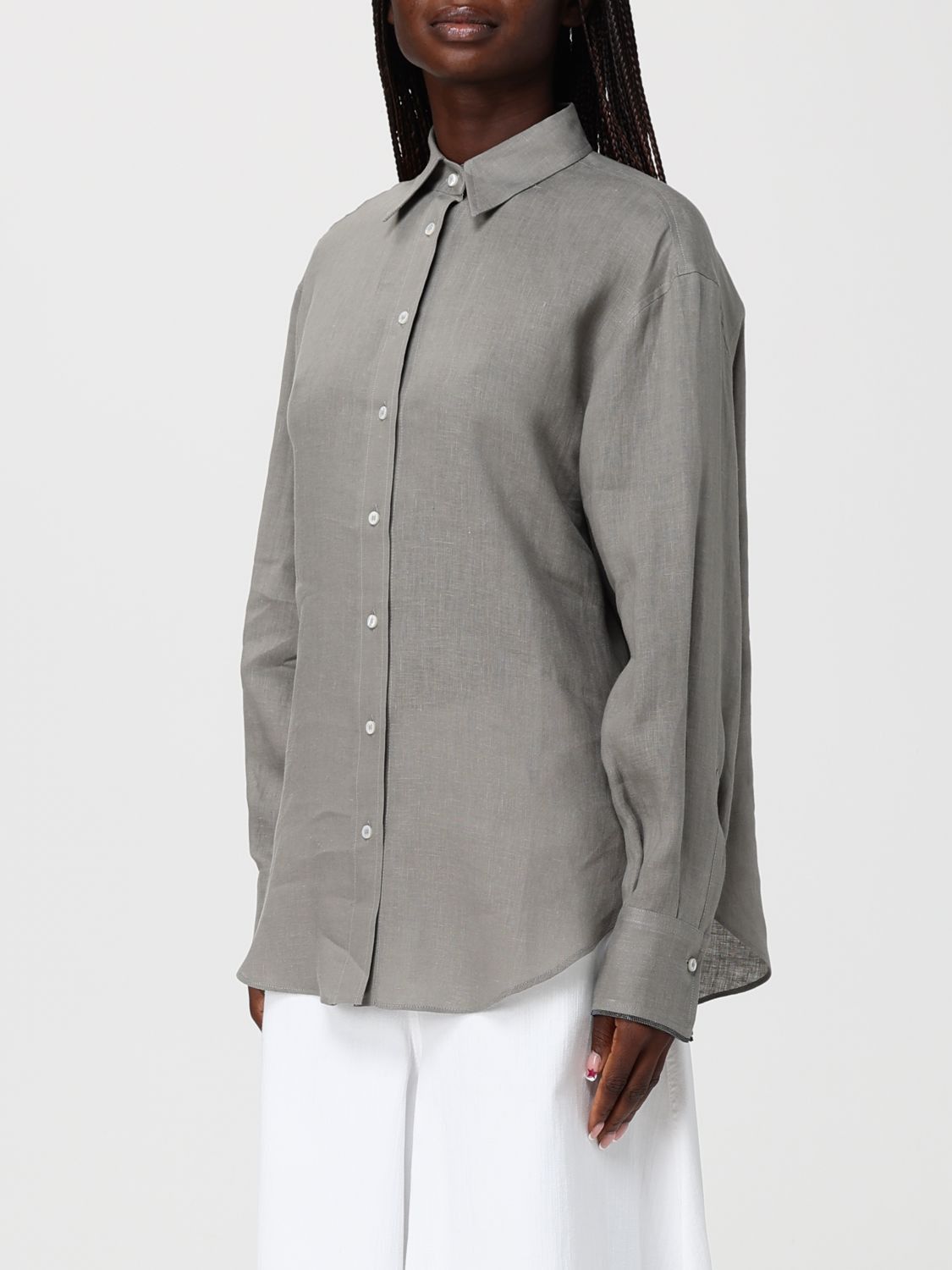 Brunello Cucinelli Brunello Cucinelli Shirt Woman Green Size L / US 10 / IT 46 - 4 Thumbnail