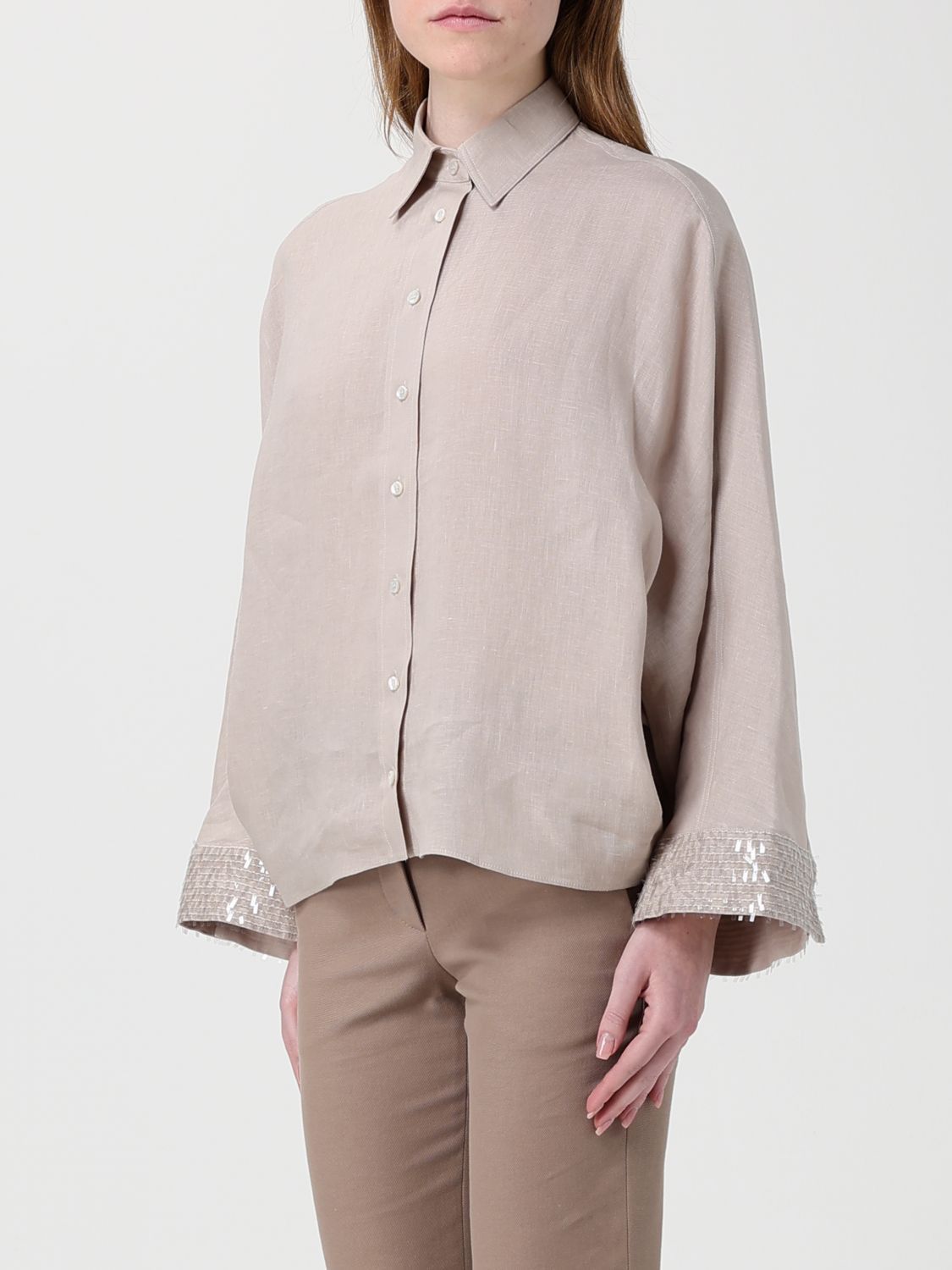 Brunello Cucinelli Brunello Cucinelli Shirt Woman Beige Size M / US 6-8 / IT 42-44 - 4 Thumbnail