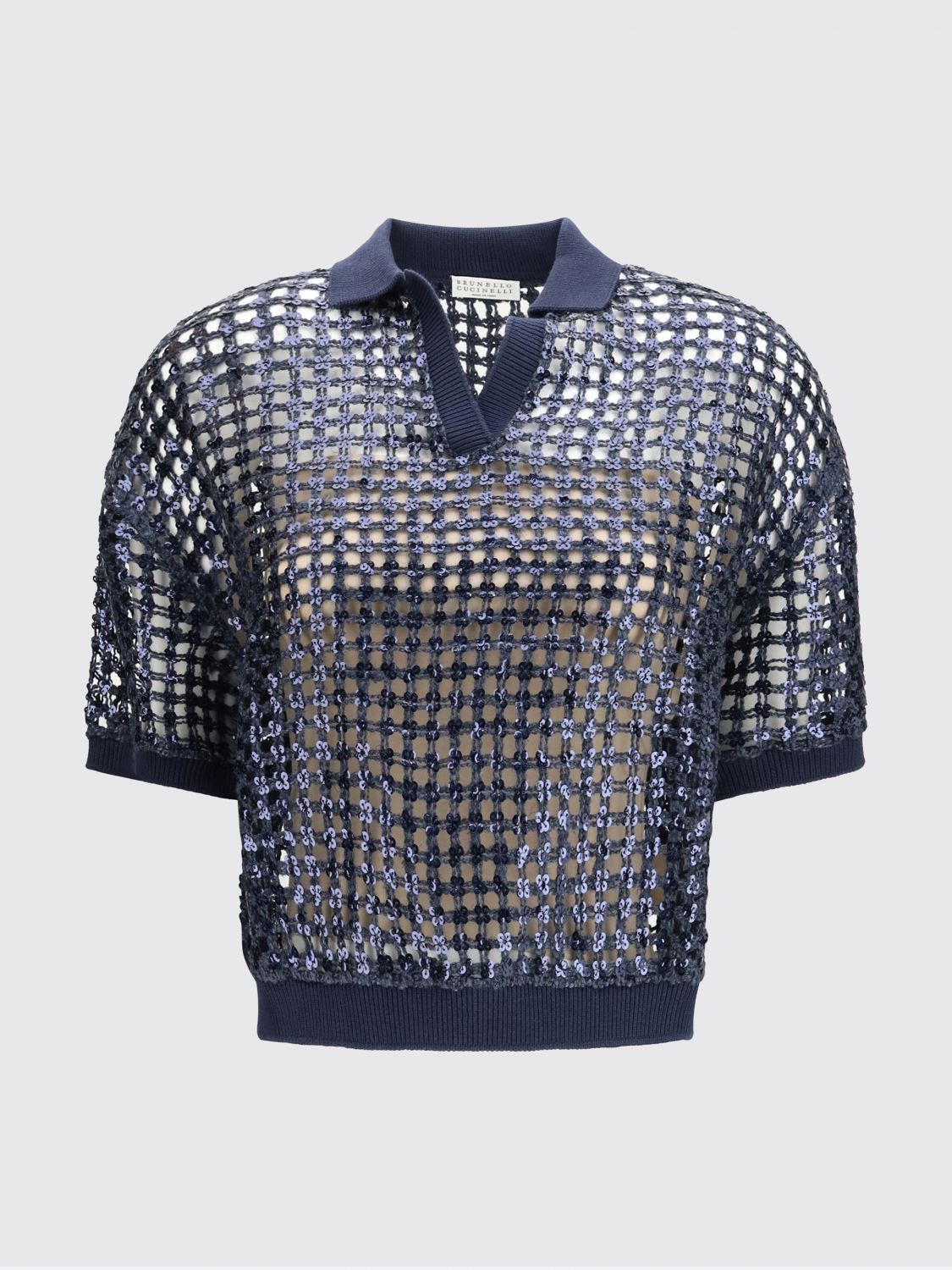 Brunello Cucinelli Brunello Cucinelli Polo Shirt Woman Blue Size L / US 10 / IT 46 - 2 Thumbnail