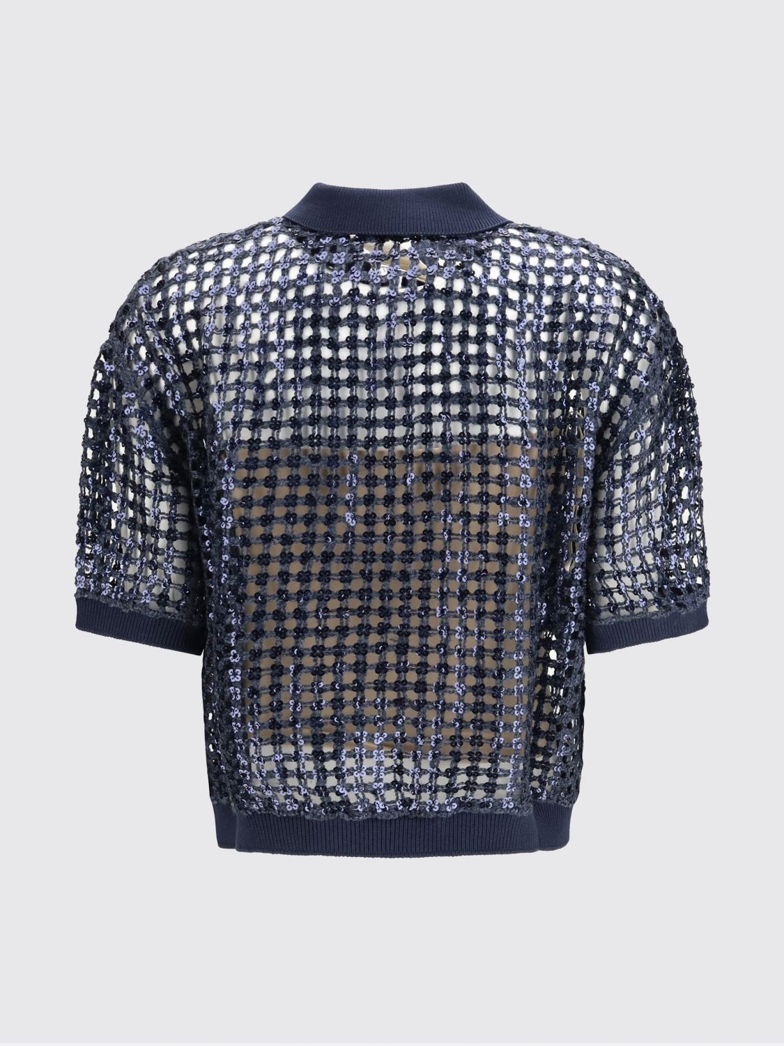 Brunello Cucinelli Brunello Cucinelli Polo Shirt Woman Blue Size L / US 10 / IT 46 - 3 Thumbnail