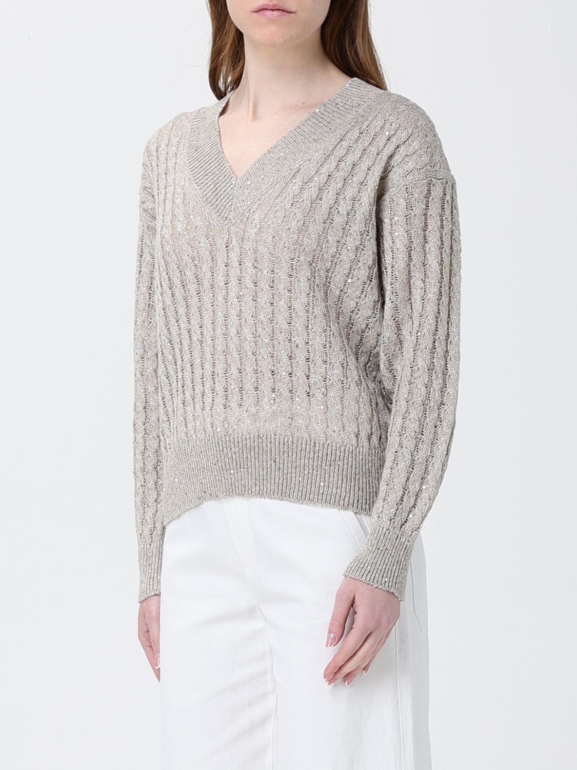 Brunello Cucinelli Brunello Cucinelli Sweater Woman Beige Size XS / US 0-2 / IT 36-38 - 4 Thumbnail