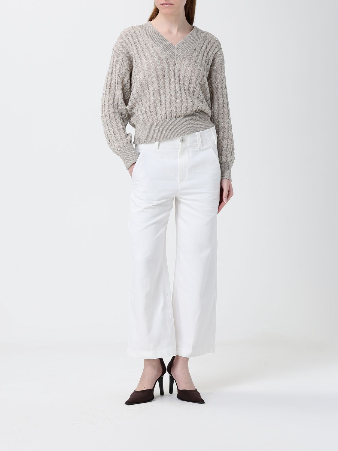 Brunello Cucinelli Brunello Cucinelli Sweater Woman Beige Size XS / US 0-2 / IT 36-38 - 2 Thumbnail