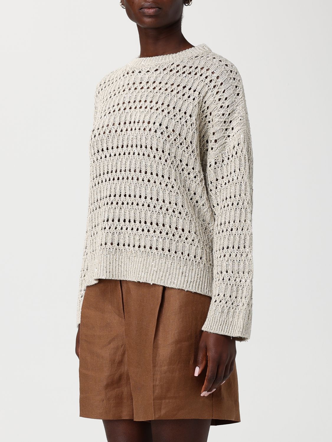 Brunello Cucinelli Brunello Cucinelli Sweater Woman Beige Size M / US 6-8 / IT 42-44 - 4 Thumbnail
