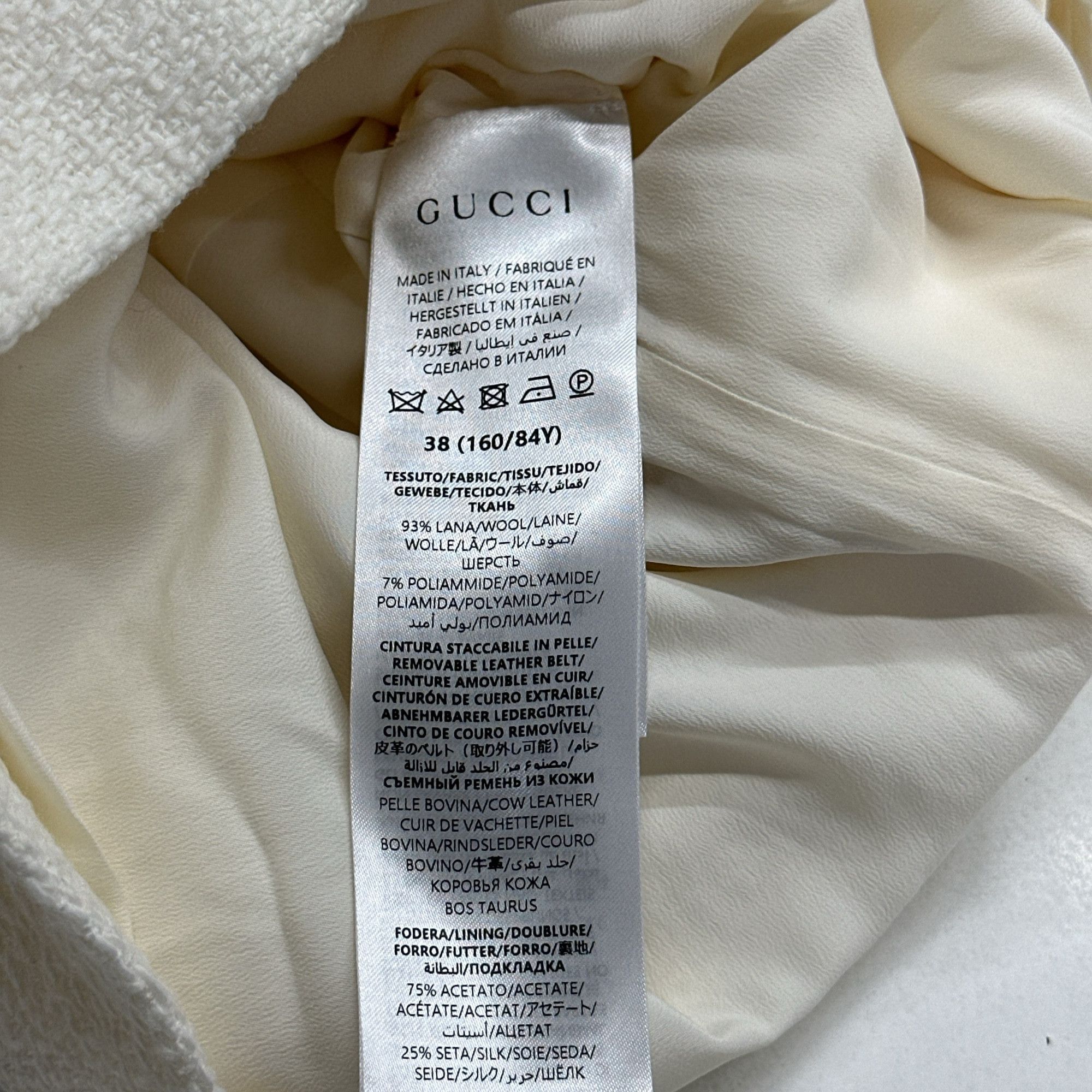 Gucci Gucci Ivory Wool Belted Jumpsuit Size 38 Size 26" / US 2 / IT 38 - 3 Thumbnail