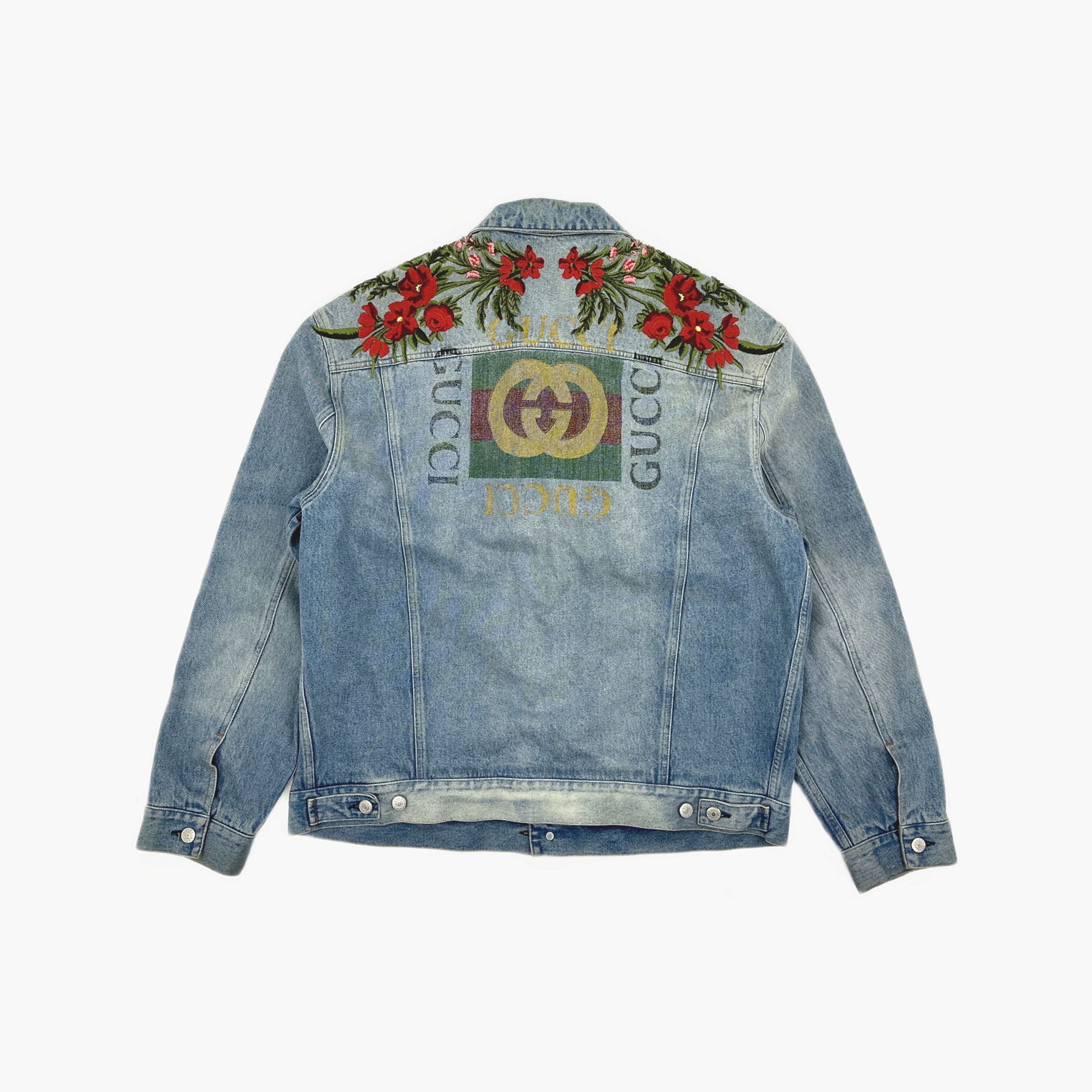 Gucci Gucci Modern Floral Embroidered Denim Jacket Size 52 Size US L / EU 52-54 / 3 - 2 Thumbnail