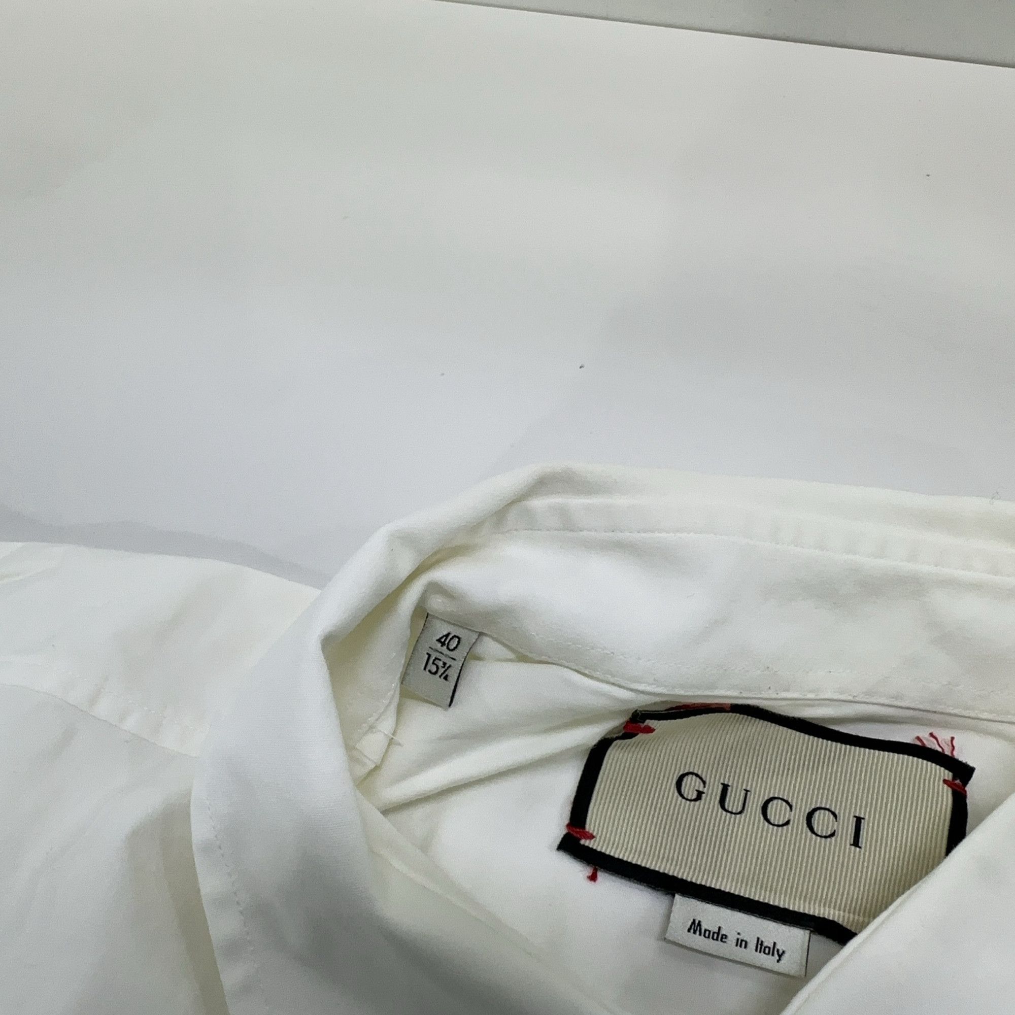 Gucci Gucci Solid White Long Sleeve Shirt 40 / 15.75 Size US M / EU 48-50 / 2 - 11 Thumbnail