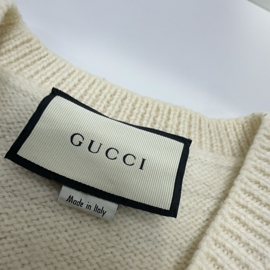 Gucci Gucci Bee Patch Striped V-Neck Sweater Size M Size US M / EU 48-50 / 2 - 5 Thumbnail