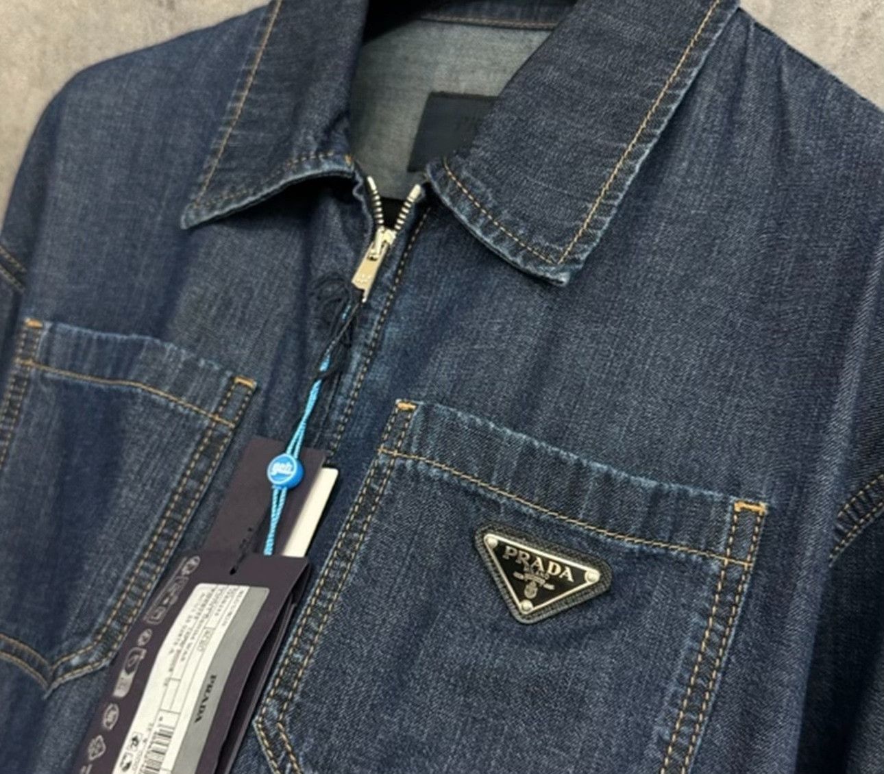 Prada Prada Triangle Logo Denim Zip Jacket M Size US M / EU 48-50 / 2 - 3 Thumbnail