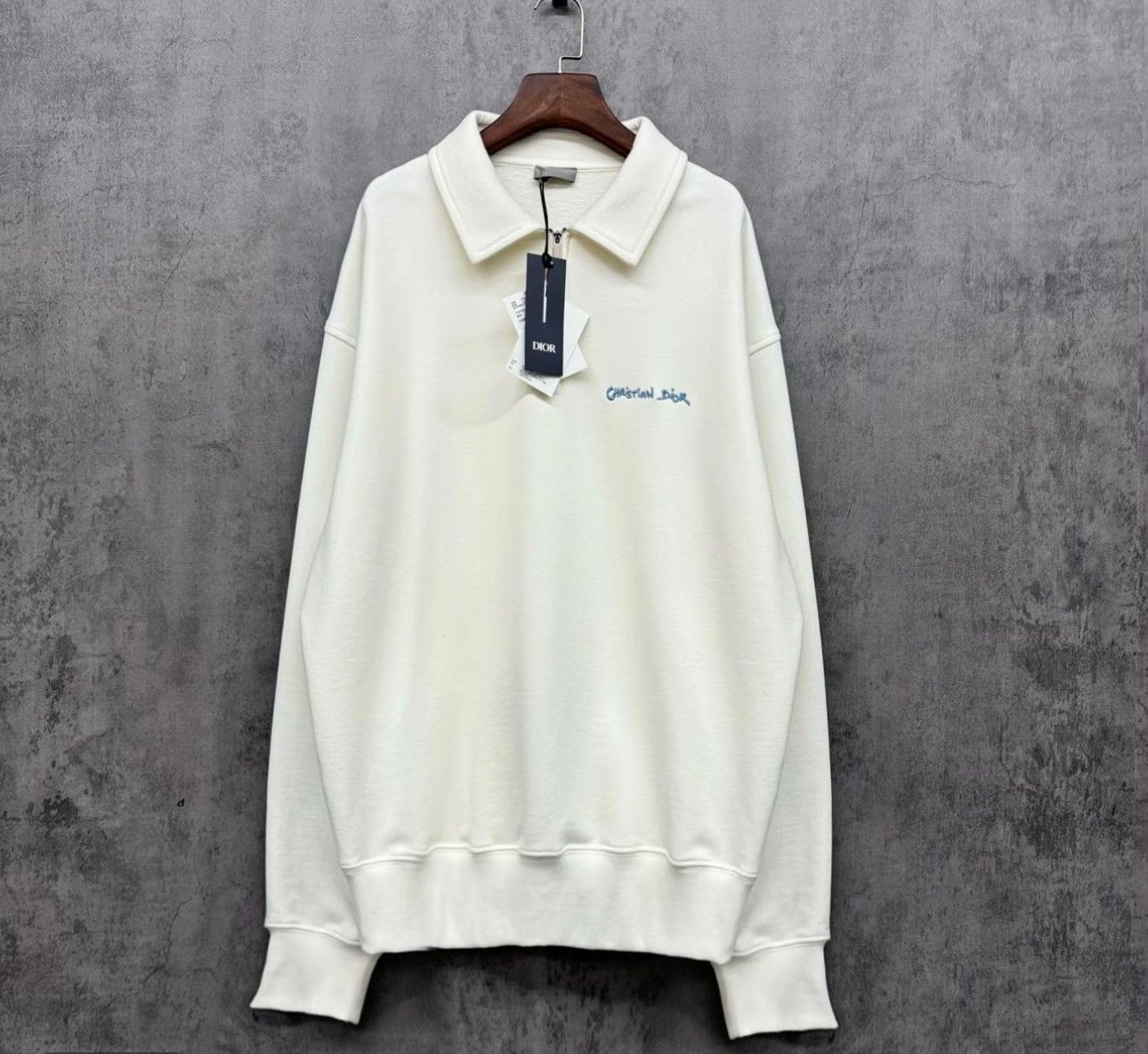 Dior Dior Embroidered Logo Quarter-Zip Sweatshirt Size M Size US M / EU 48-50 / 2 - 2 Thumbnail
