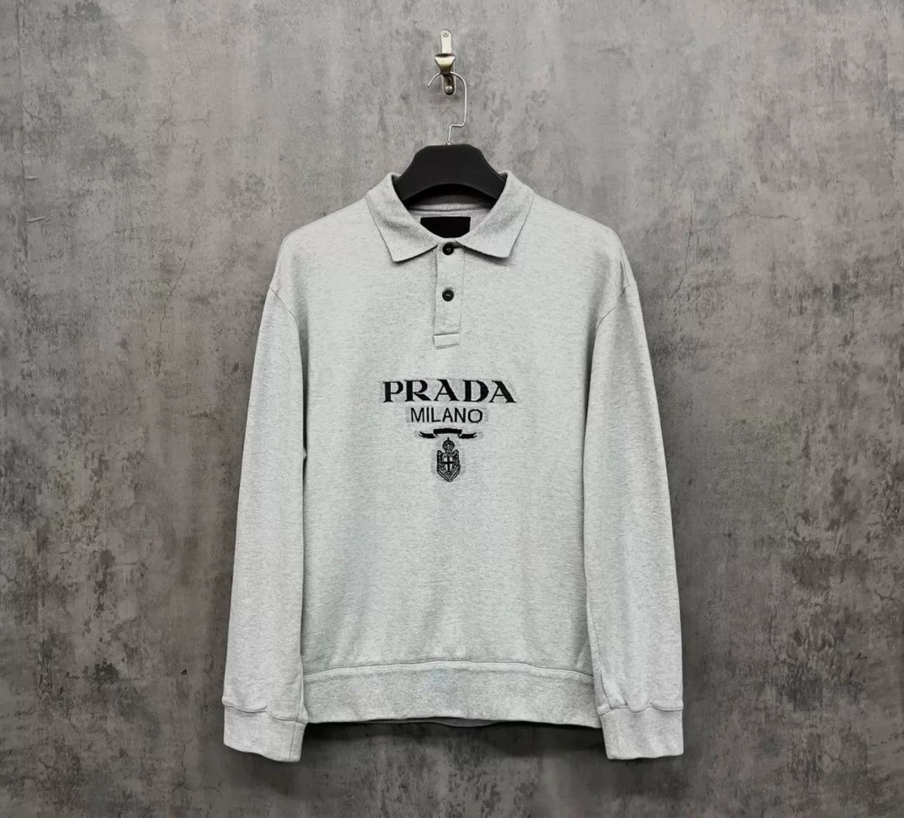 Prada Prada Jacquard Logo Polo Sweatshirt Size L Size US L / EU 52-54 / 3 - 2 Thumbnail