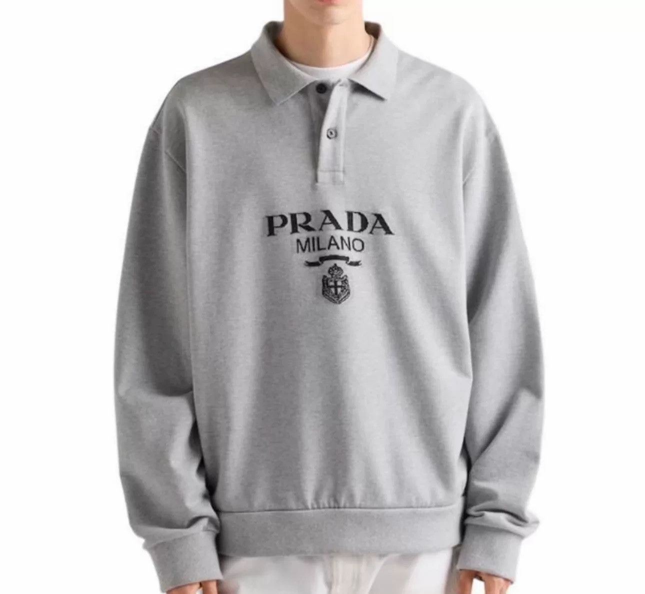 Prada Prada Jacquard Logo Polo Sweatshirt Size L Size US L / EU 52-54 / 3 - 3 Thumbnail