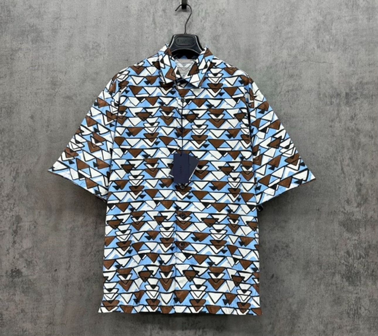 Prada Prada Triangle Print Short Sleeve Shirt XXL Size US XXL / EU 58 / 5 - 2 Thumbnail