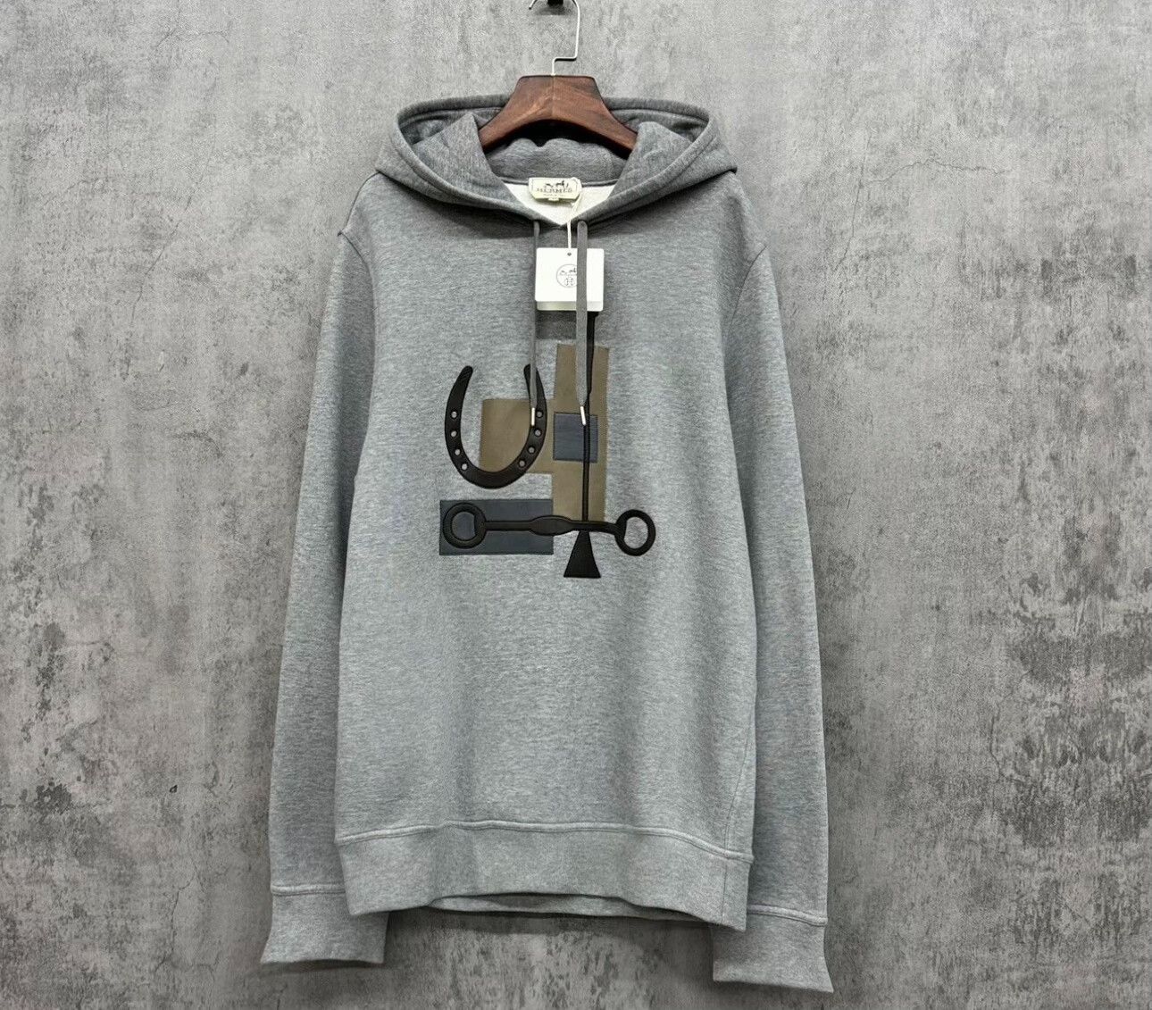 Hermes Hermes Leather Patch Logo Hoodie Gray L Size US L / EU 52-54 / 3 - 2 Thumbnail