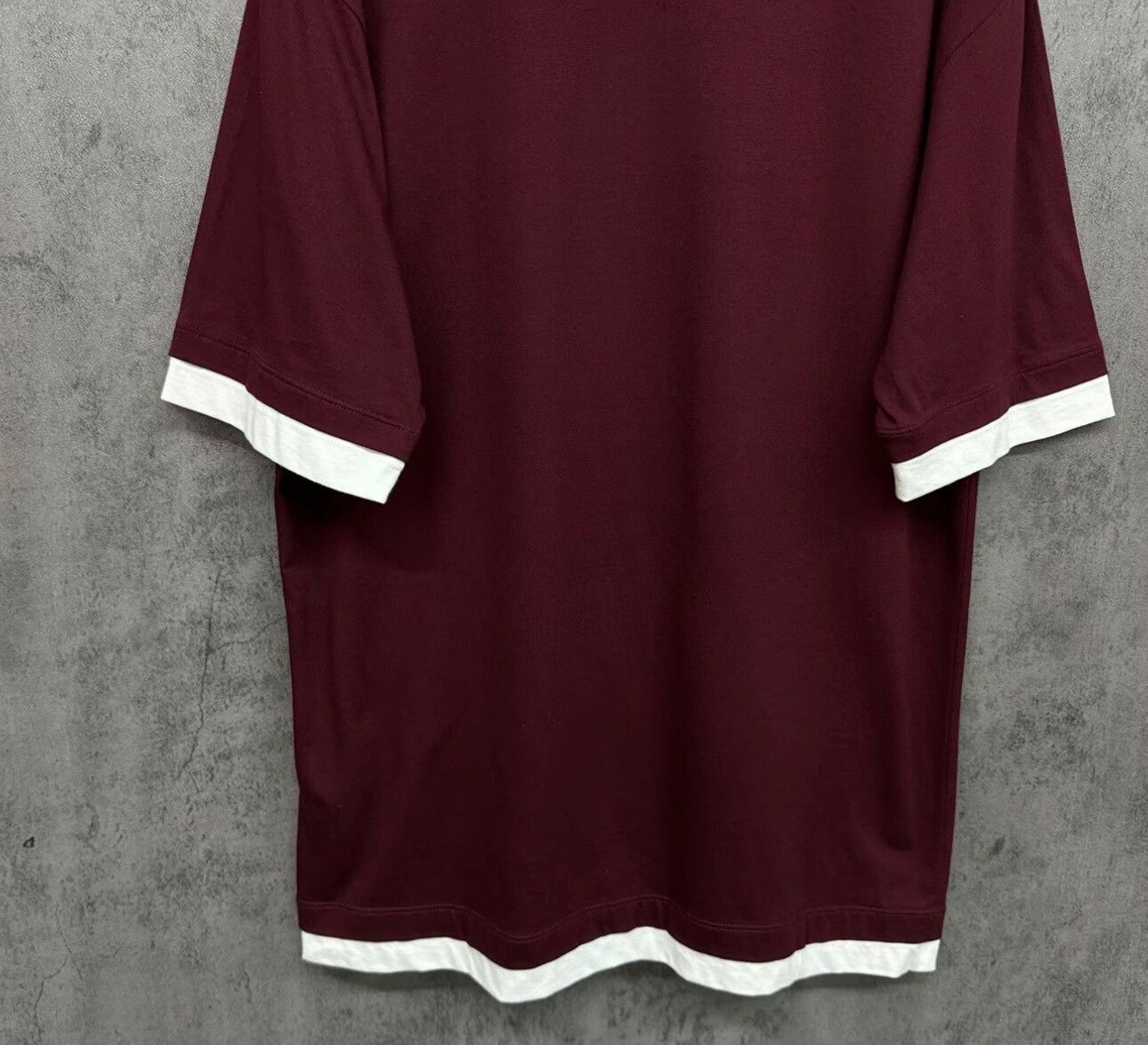 Prada Prada Burgundy Triangle Logo Double Layer T-Shirt L Size US L / EU 52-54 / 3 - 4 Thumbnail