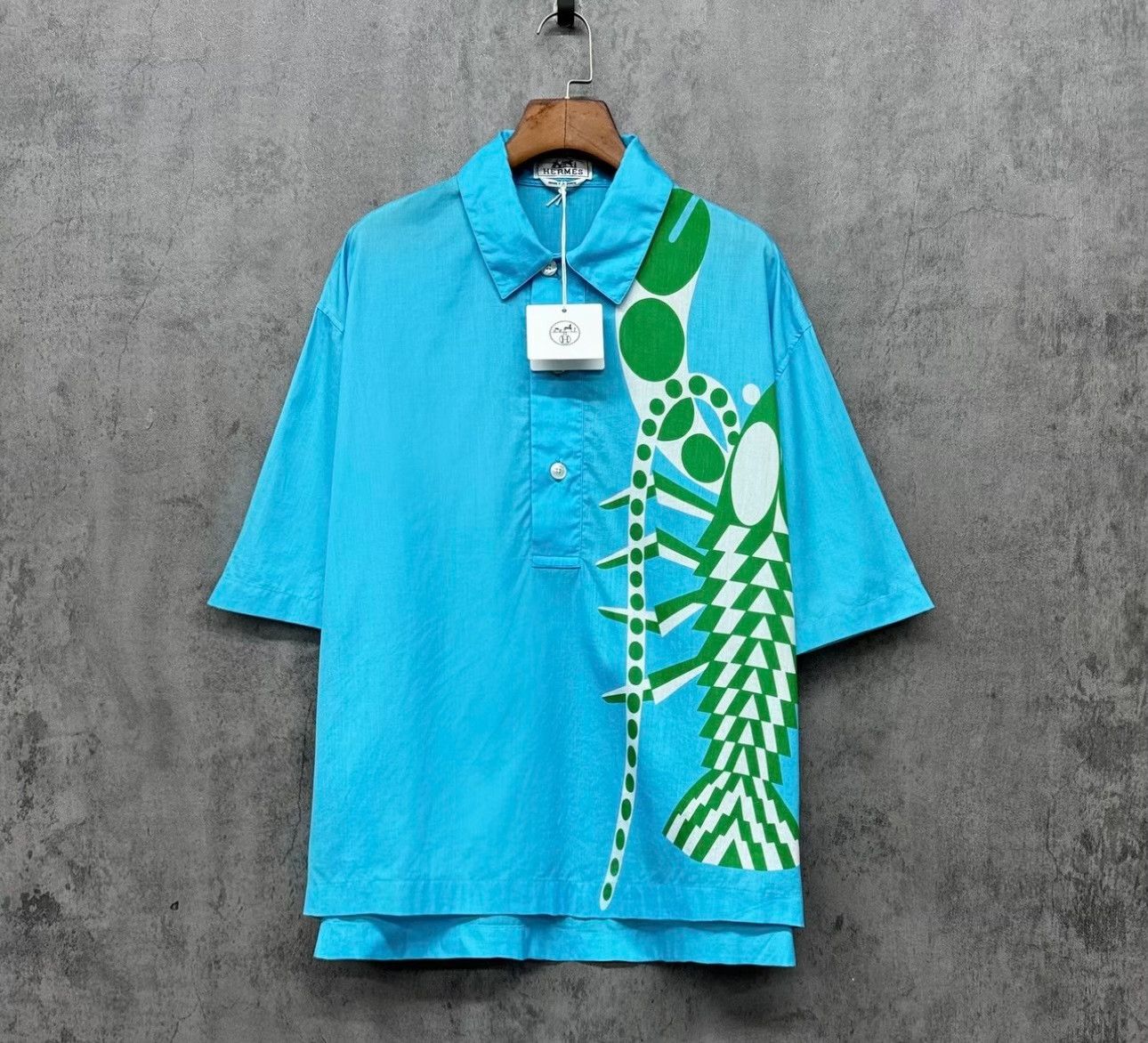 Hermes Hermes Lobster Print Short Sleeve Shirt 39 Size US M / EU 48-50 / 2 - 2 Thumbnail