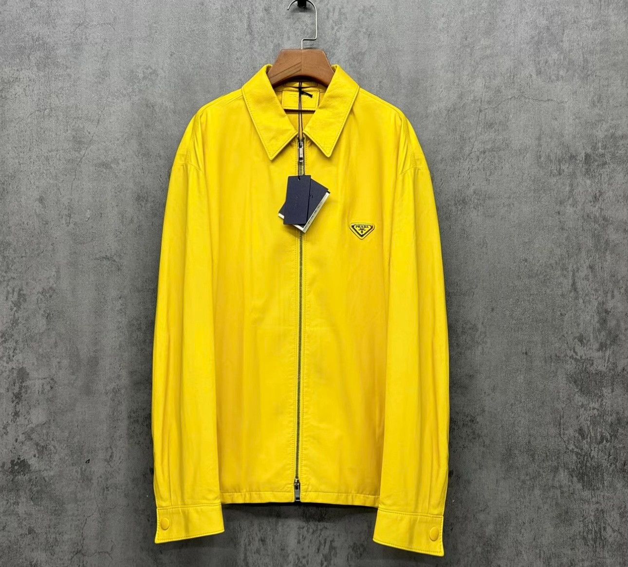 Prada Prada Triangle Logo Yellow Lambskin Jacket 46 Size US S / EU 44-46 / 1 - 2 Thumbnail