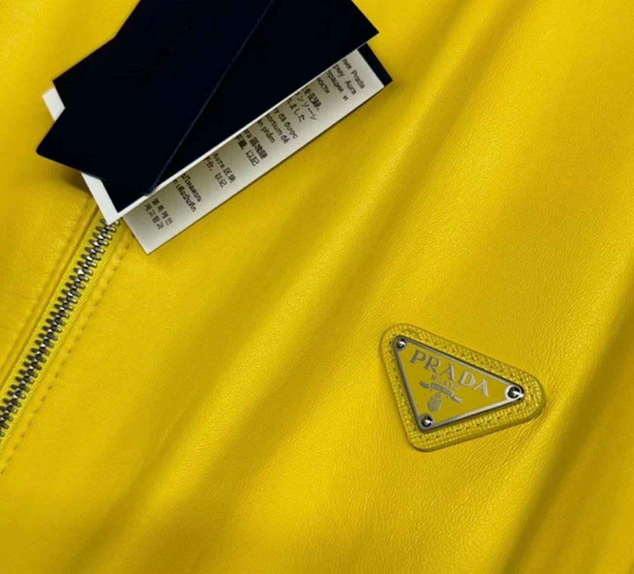 Prada Prada Triangle Logo Yellow Lambskin Jacket 46 Size US S / EU 44-46 / 1 - 4 Thumbnail
