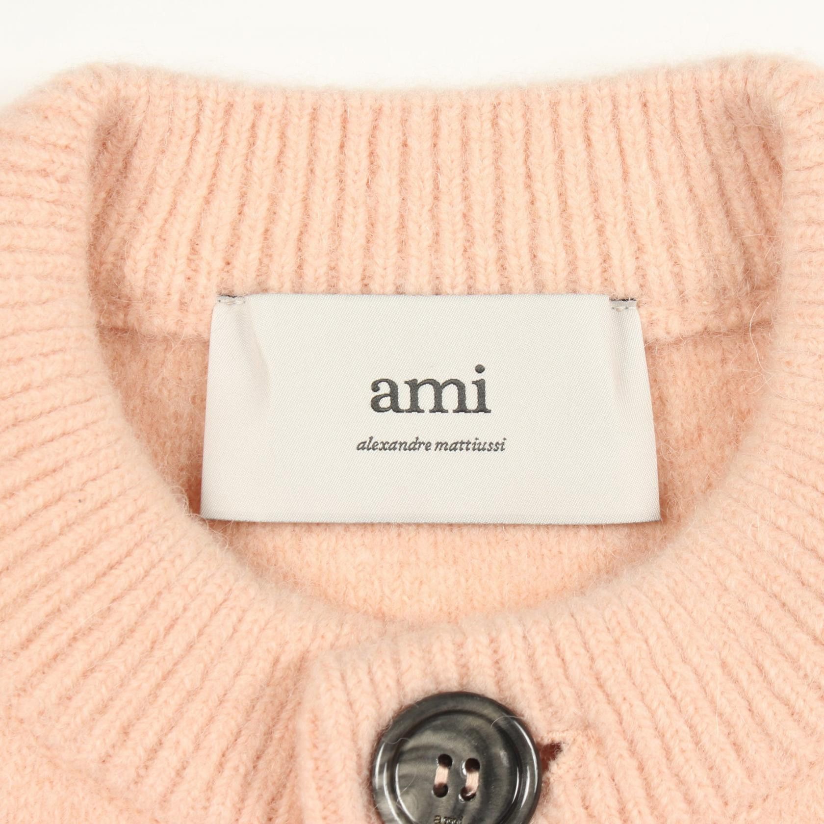 AMI Ami Ami Heart Logo Wool Alpaca Cardigan Textile Tops DUTY FREE for USA Size ONE SIZE - 3 Thumbnail