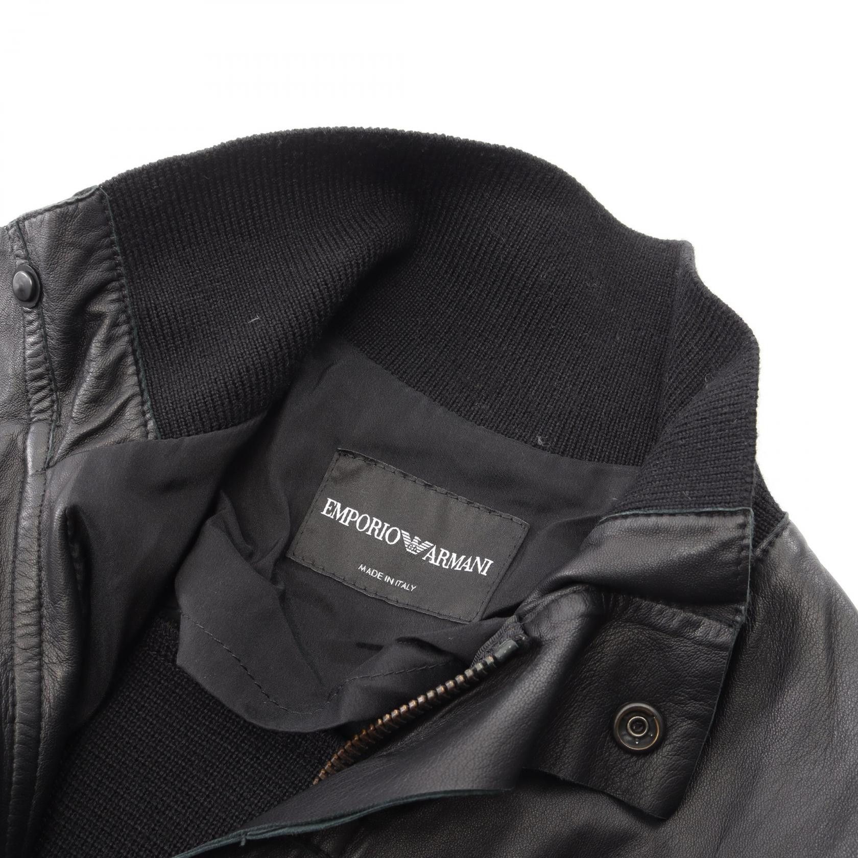 Emporio Armani Emporio Armani Emporio Armani Leather Knit Blouson Leather Outerwear DUTY FREE for USA Size ONE SIZE - 6 Thumbnail