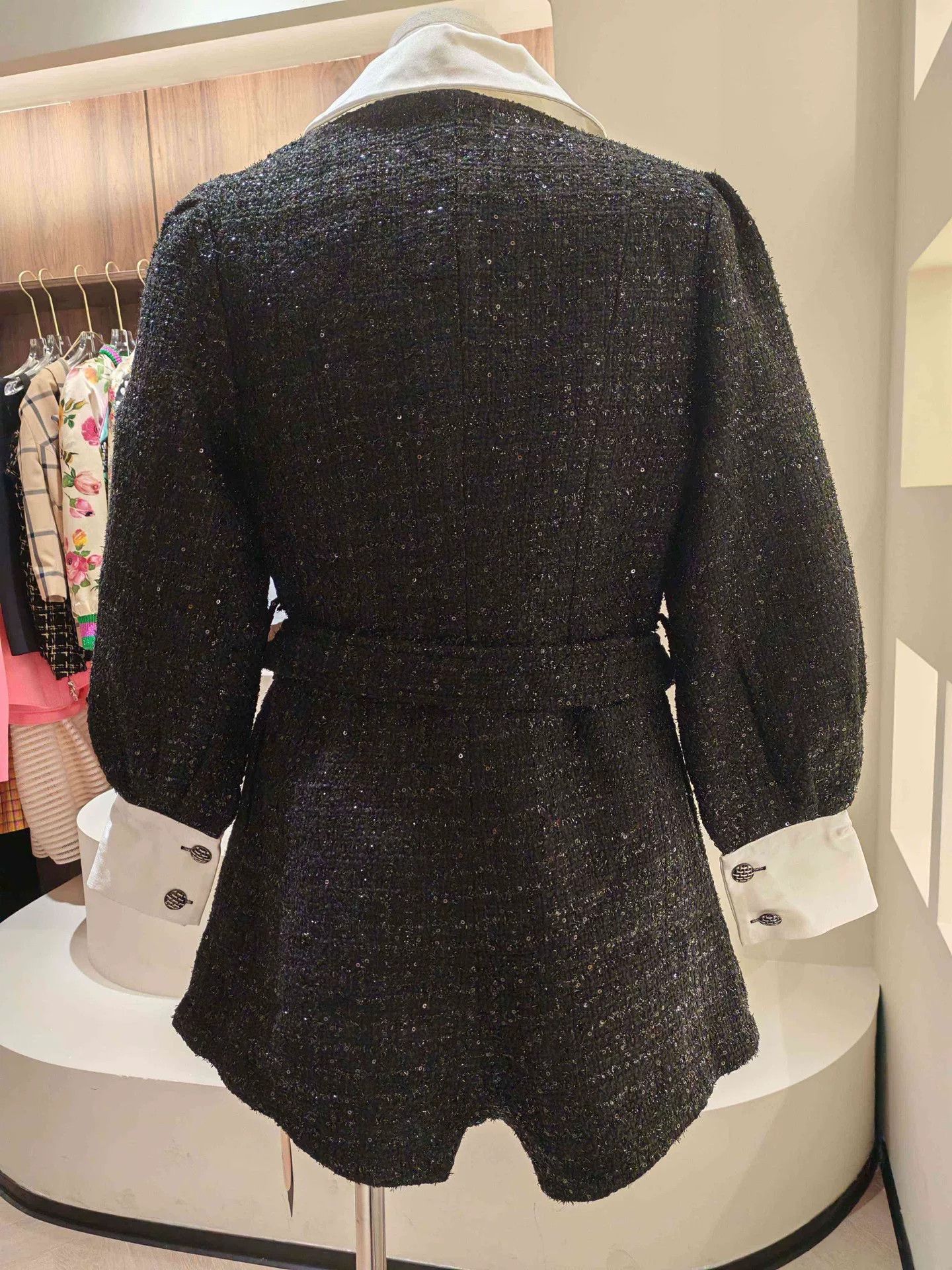 Other Black Shiny Tweed Women's Jumpsuit Size 28" / US 6 / IT 42 - 2 Thumbnail