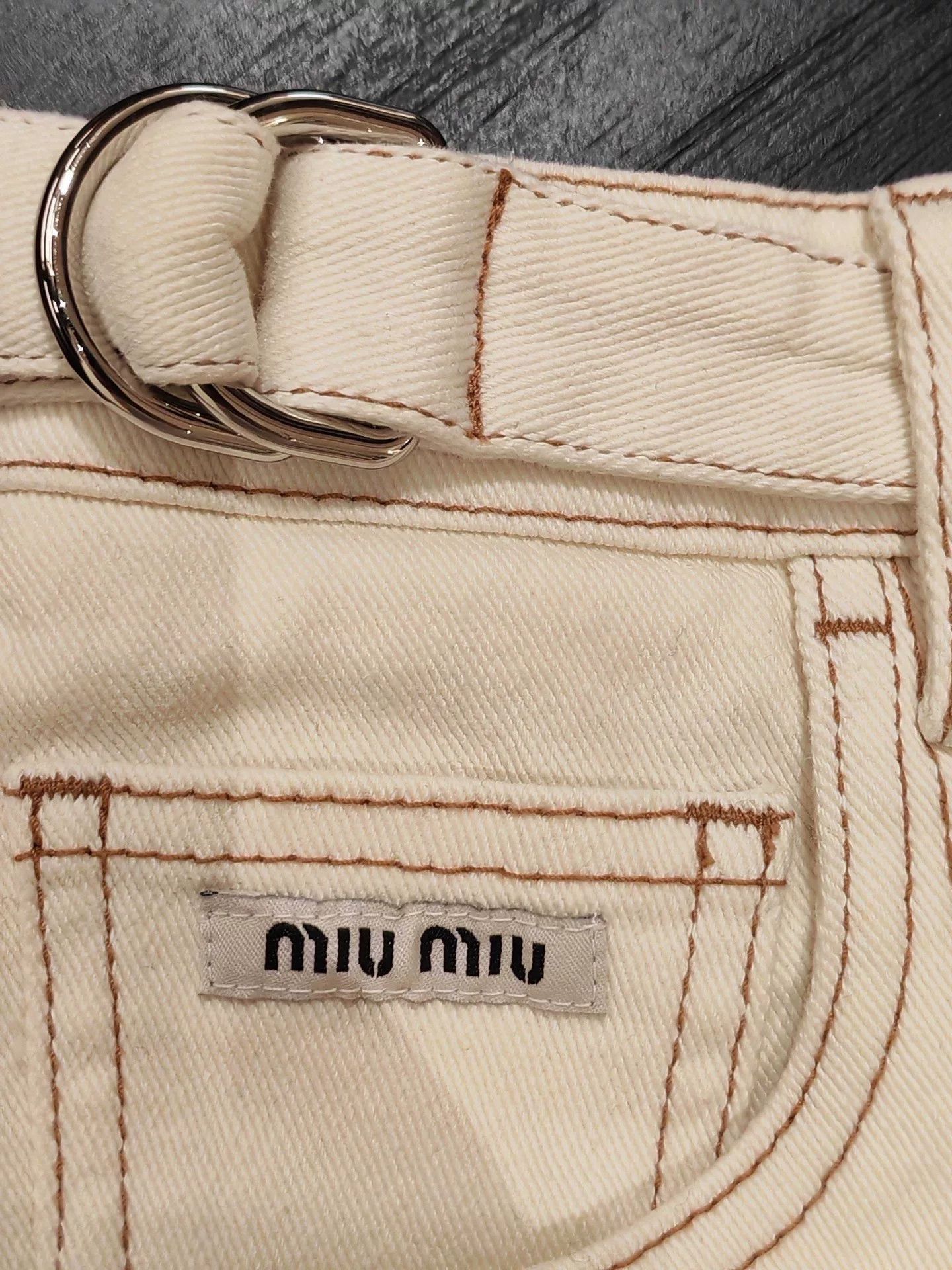 Miu Miu MIUMIU White Denim Skirt Size 28" / US 6 / IT 42 - 6 Thumbnail