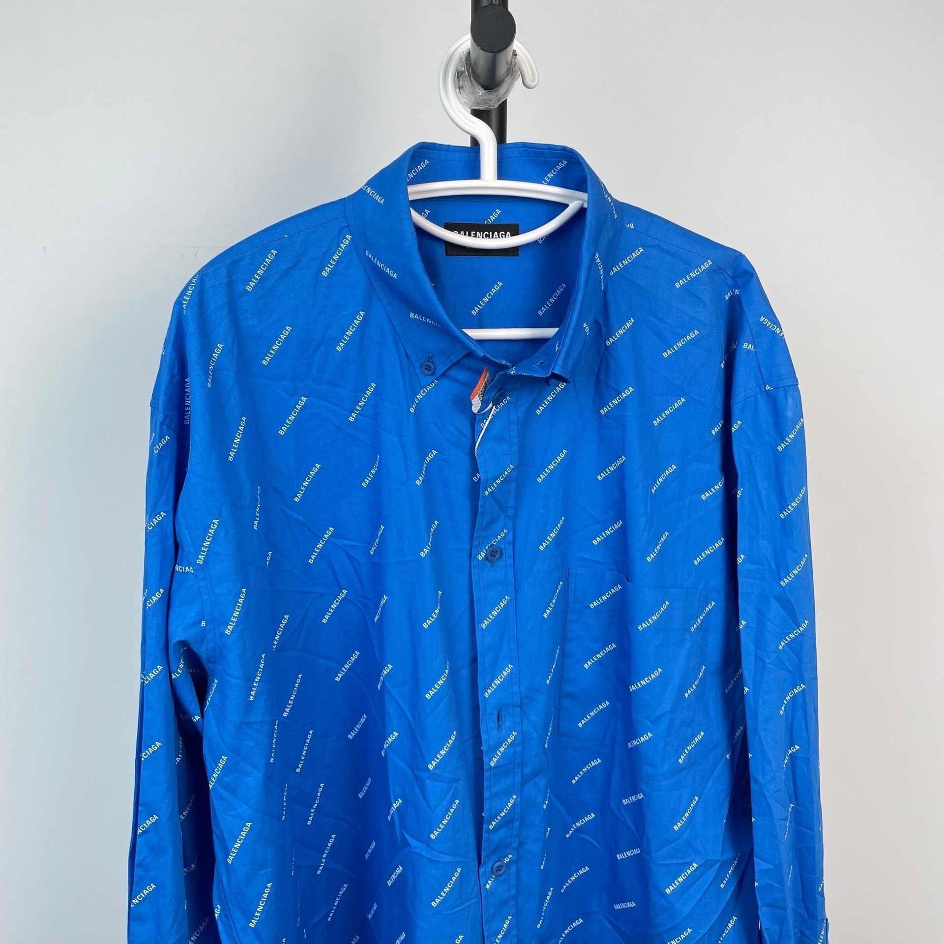 Balenciaga Balenciaga Blue Logo Single-Breasted Shirt Size US M / EU 48-50 / 2 - 3 Thumbnail