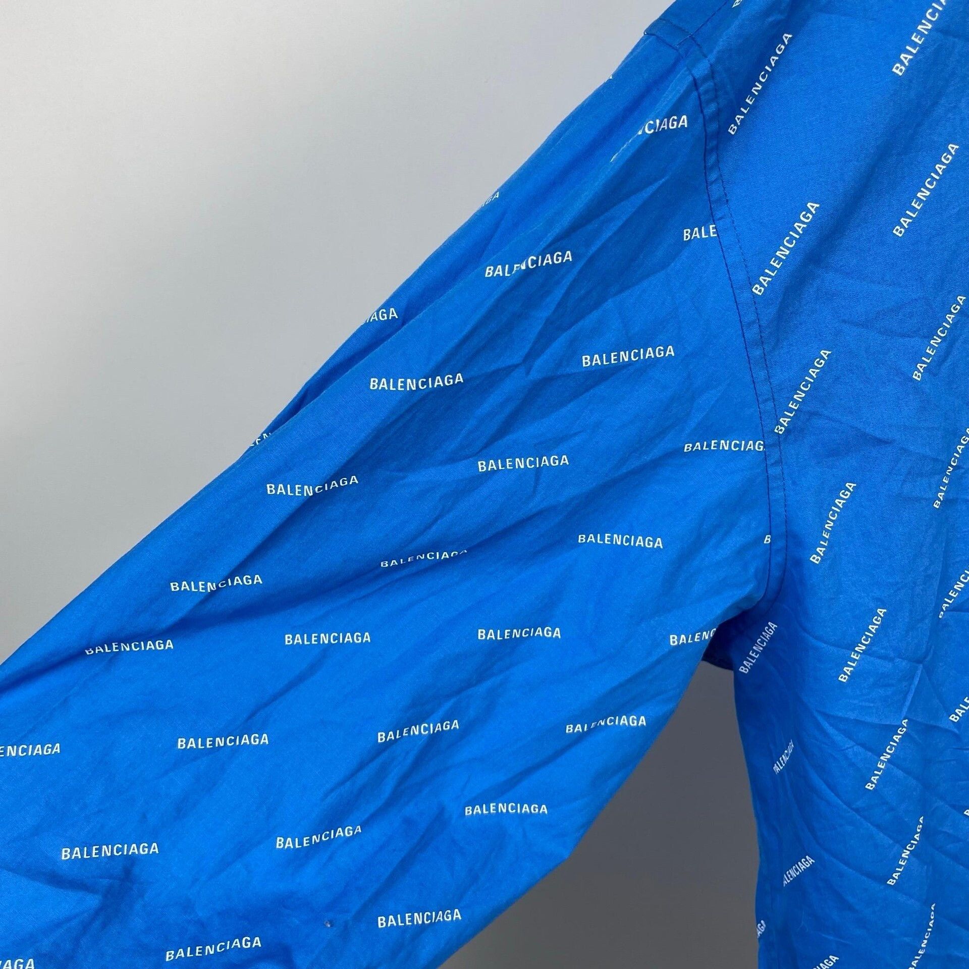 Balenciaga Balenciaga Blue Logo Single-Breasted Shirt Size US M / EU 48-50 / 2 - 8 Thumbnail