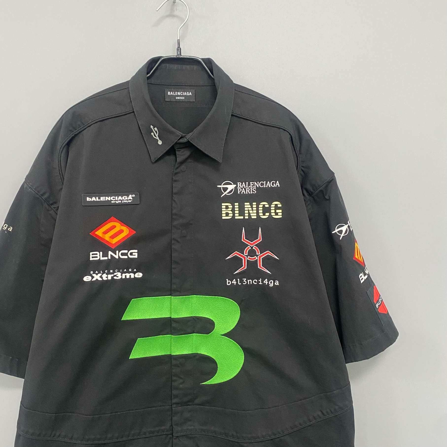 Balenciaga Balenciaga Racing Logo Three-Quarter Sleeve Shirt Size US M / EU 48-50 / 2 - 2 Thumbnail