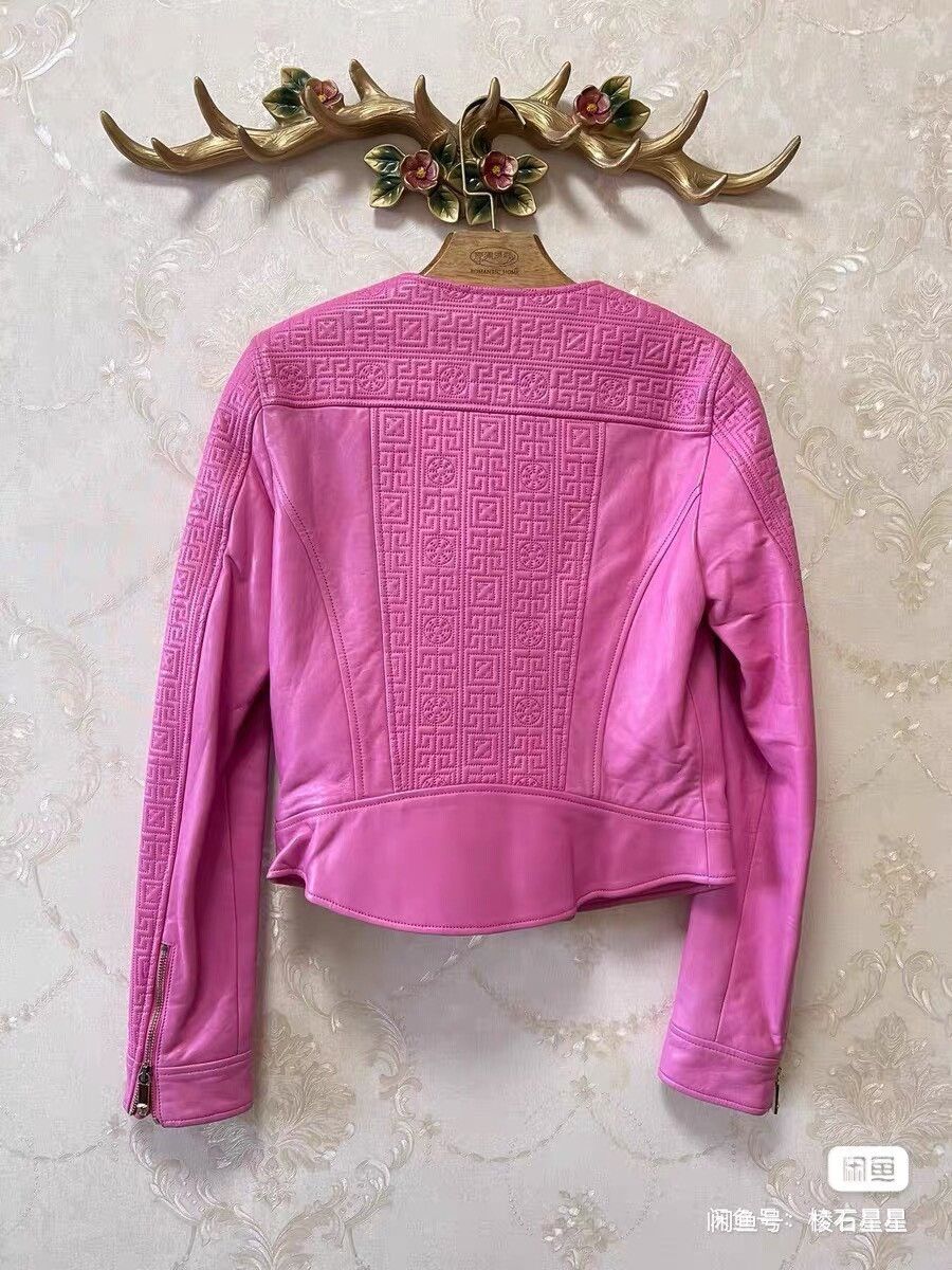 Versace Versace Pink Cropped Leather Jacket Size M / US 6-8 / IT 42-44 - 8 Thumbnail