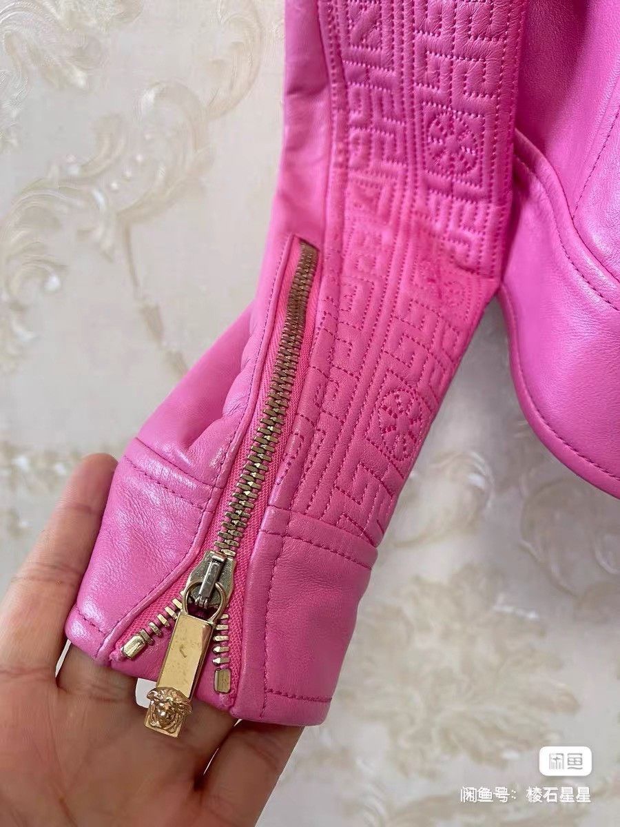 Versace Versace Pink Cropped Leather Jacket Size M / US 6-8 / IT 42-44 - 6 Thumbnail