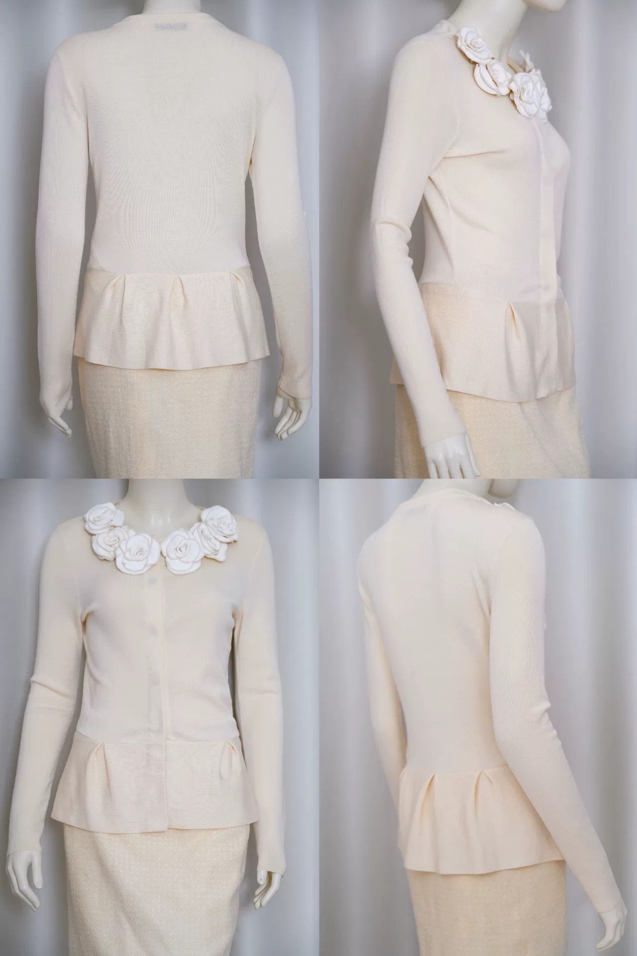 Valentino Valentino Cream Umbrella Hem Cardigan Size M / US 6-8 / IT 42-44 - 5 Thumbnail