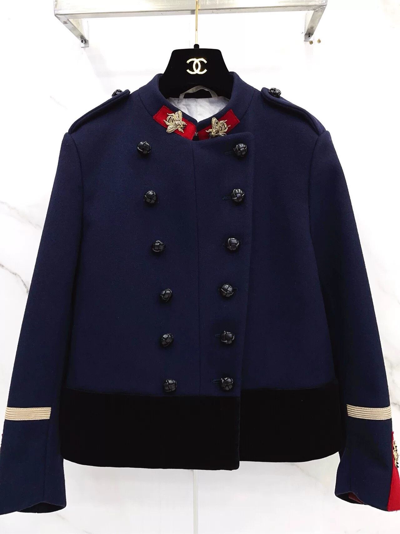 Gucci Gucci Dark Blue Golden Bee Coat Size M / US 6-8 / IT 42-44 - 4 Thumbnail