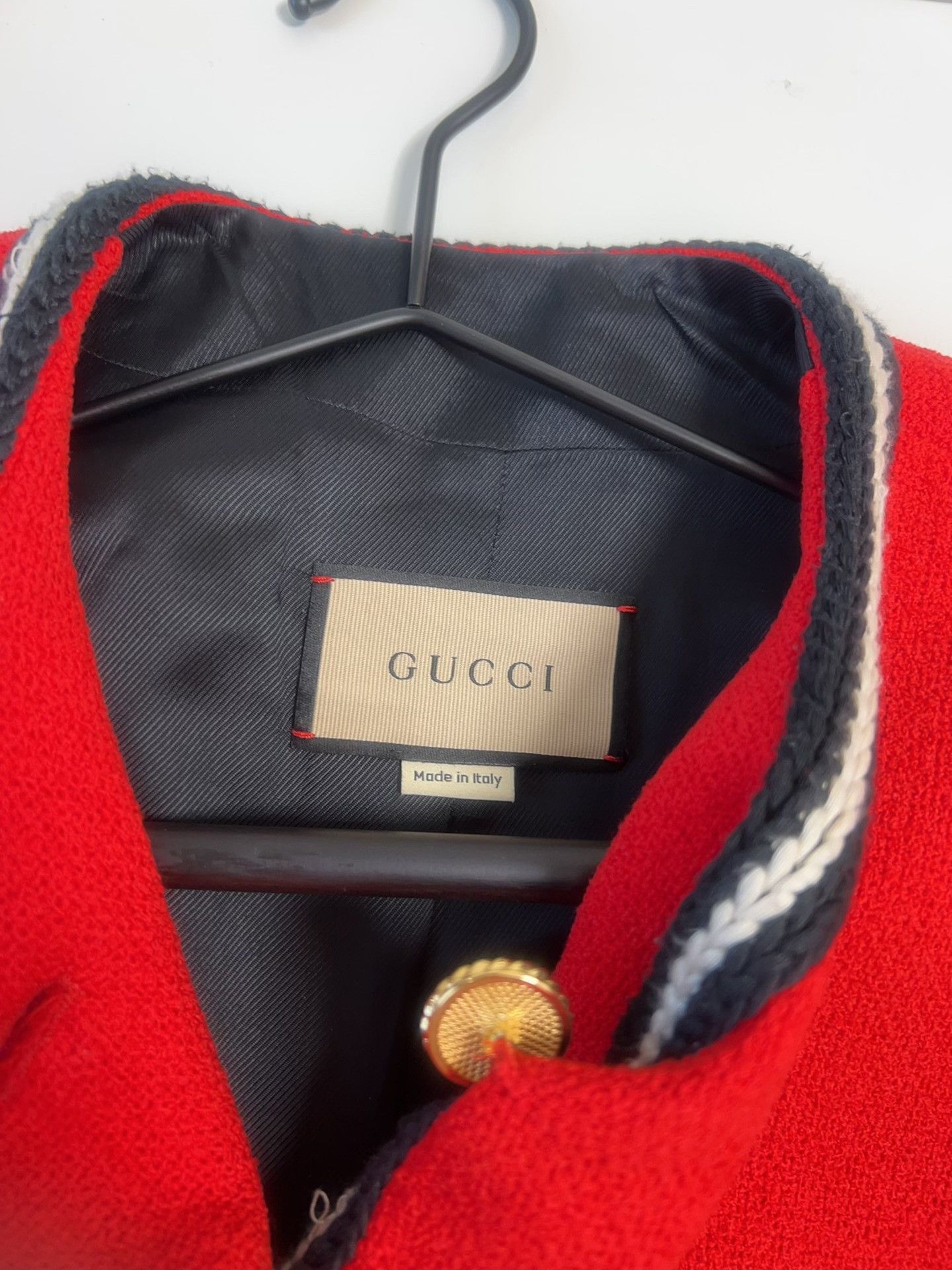 Gucci Red Gucci Coat with Gold GG Buttons Size M / US 6-8 / IT 42-44 - 3 Thumbnail