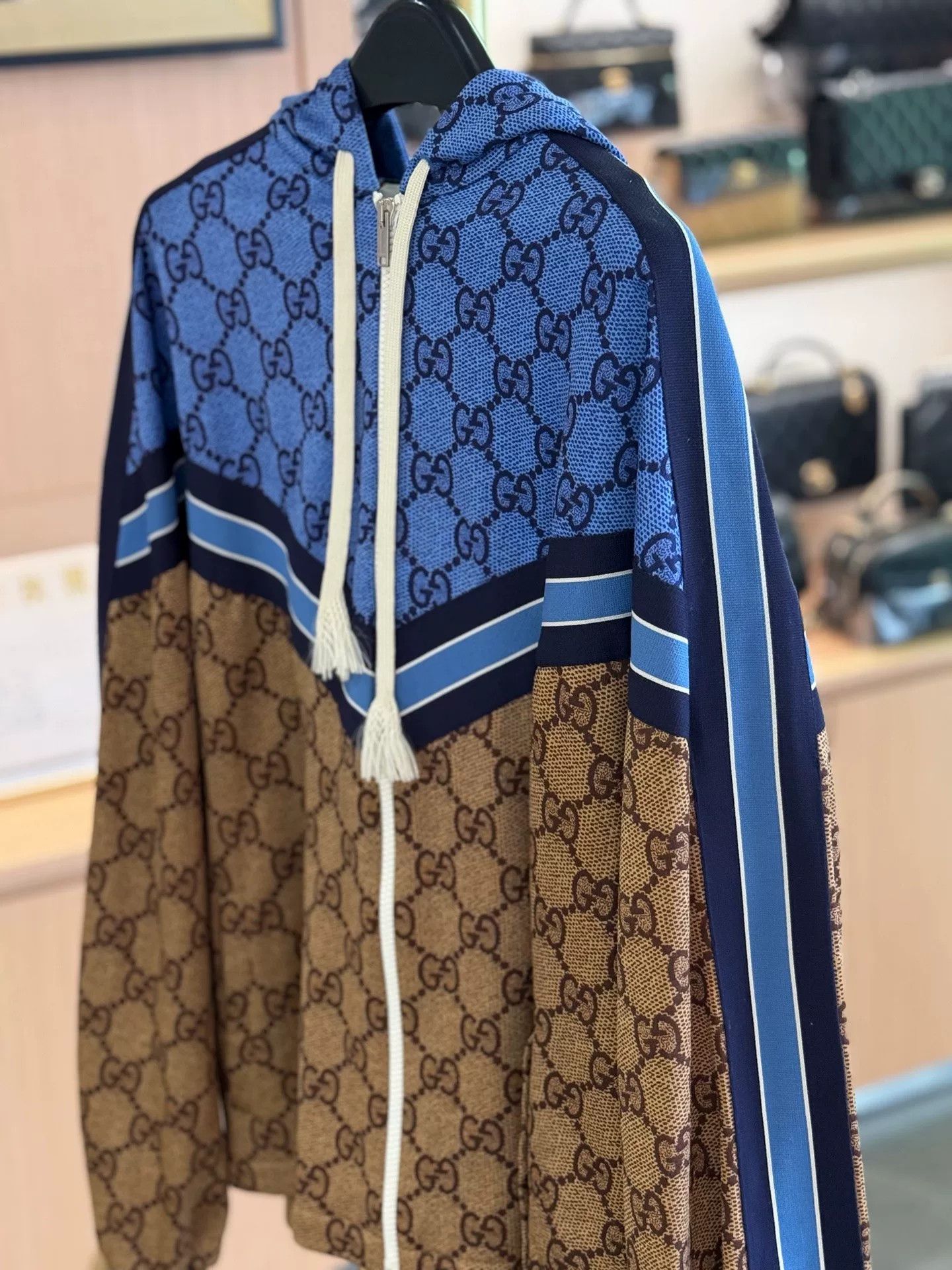 Gucci Gucci GG Pattern Blue Panel Hooded Coat Size M / US 6-8 / IT 42-44 - 2 Thumbnail
