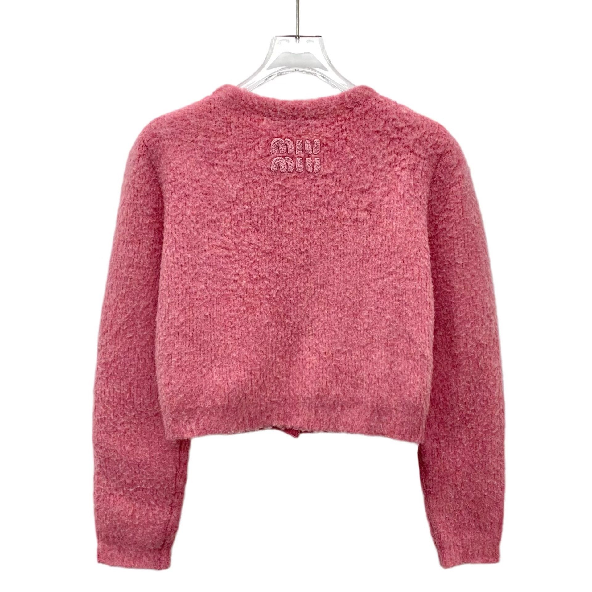 Miu Miu Miu Miu Pink Logo Knit Cardigan Size M / US 6-8 / IT 42-44 - 2 Thumbnail