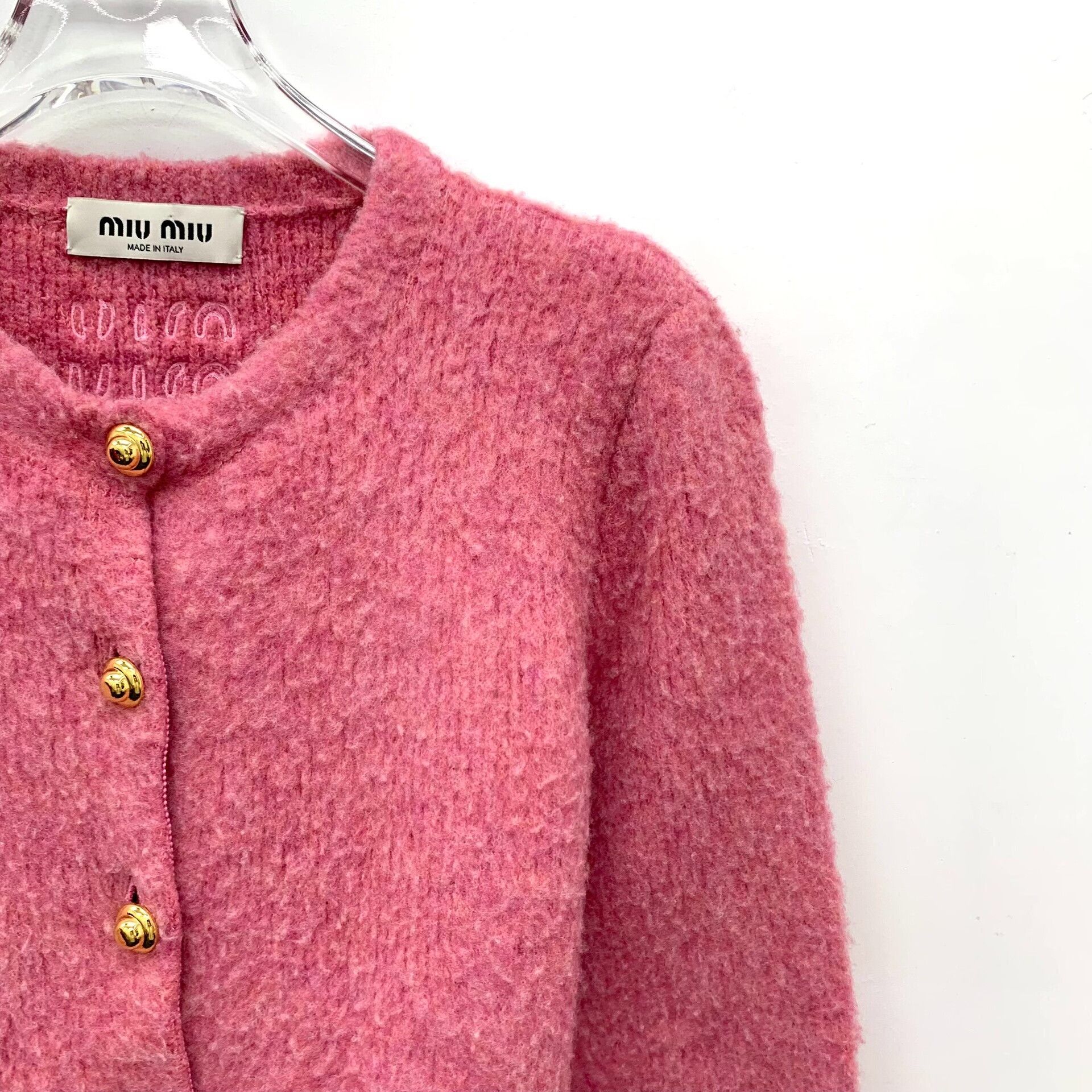 Miu Miu Miu Miu Pink Logo Knit Cardigan Size M / US 6-8 / IT 42-44 - 3 Thumbnail
