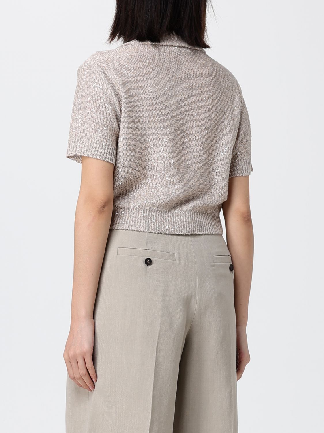 Brunello Cucinelli Brunello Cucinelli Polo Shirt Woman Beige Size S / US 4 / IT 40 - 3 Thumbnail
