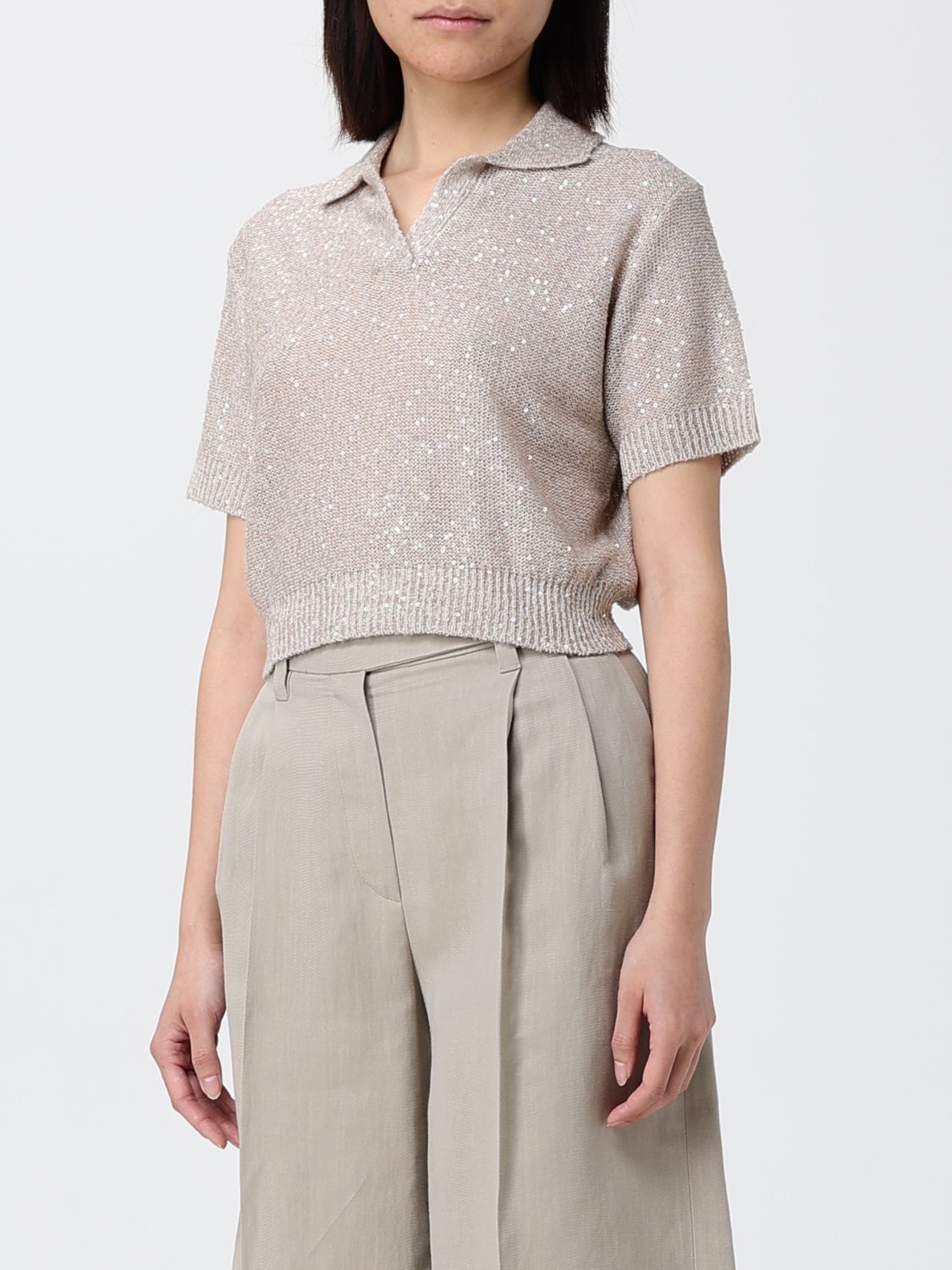 Brunello Cucinelli Brunello Cucinelli Polo Shirt Woman Beige Size S / US 4 / IT 40 - 4 Thumbnail